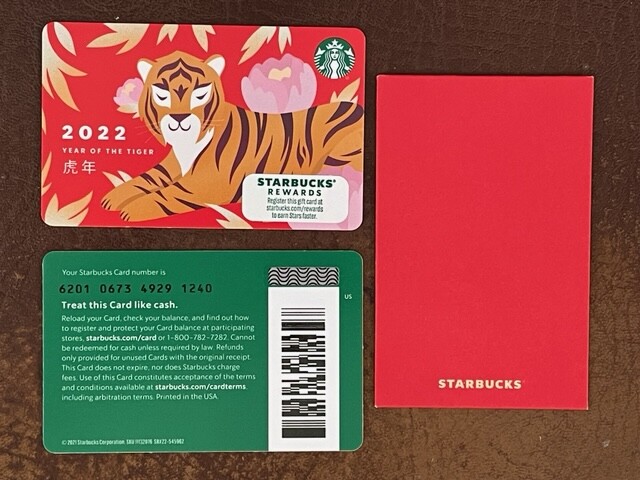 Starbucks Card 2022 Year of the Tiger w sleeve Limited NEW Unused MINT