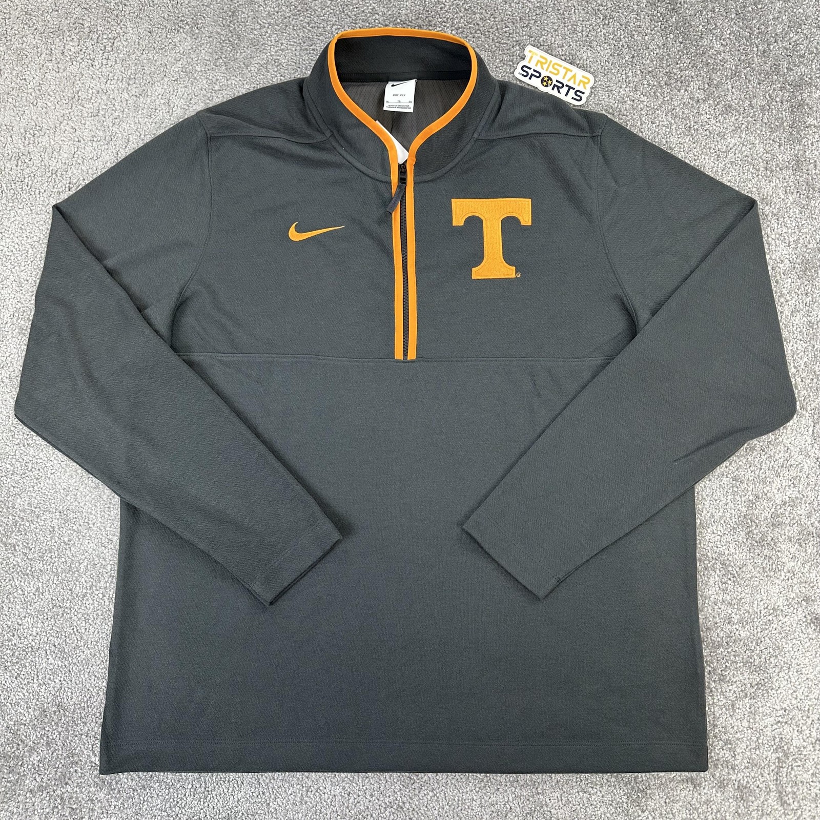 Tennessee Volunteers Pullover Mens XL Gray Nike 1/2 Zip Dri-Fit Courtside Shirt