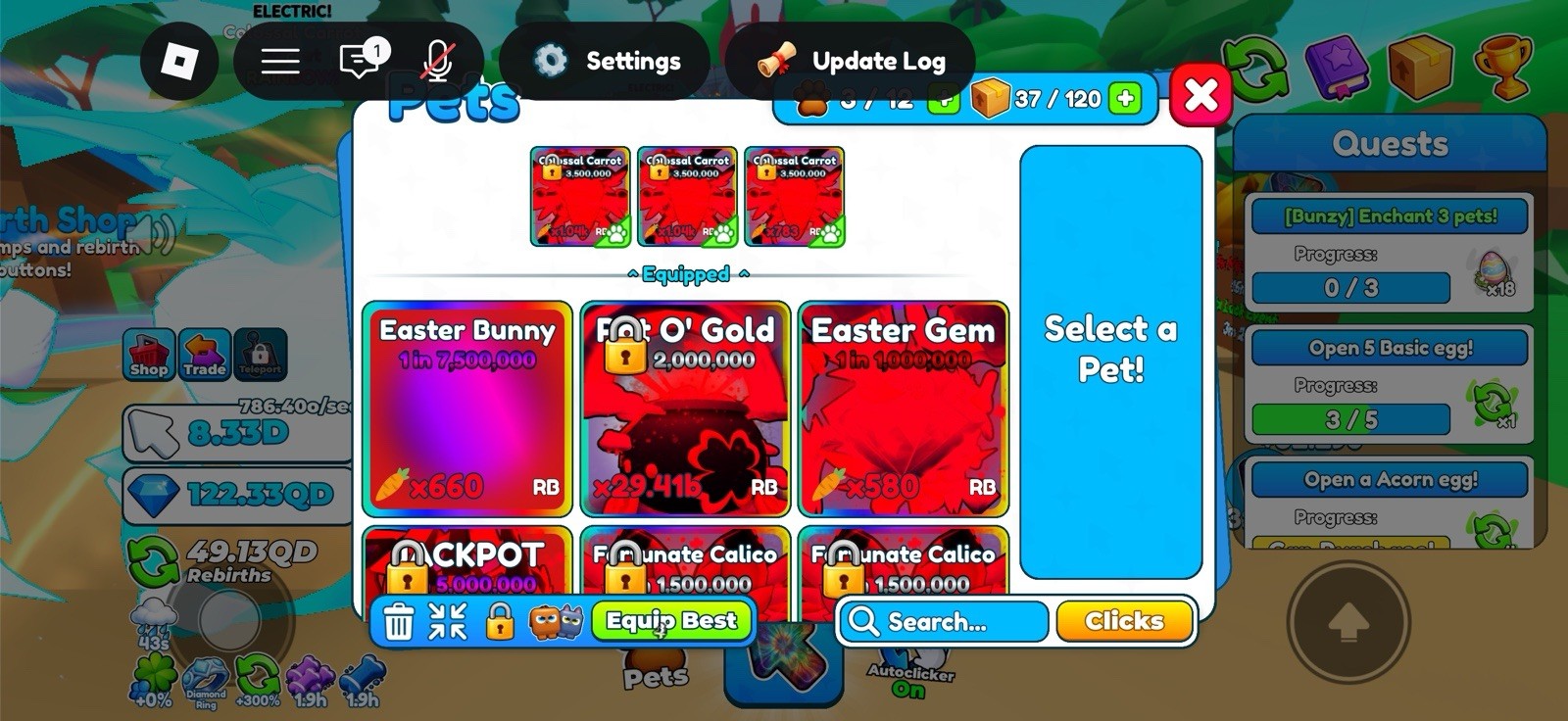 Roblox RB Pets Easter Bunny Pot O' Gold Easter Gem Jackpot Game Item/Asset