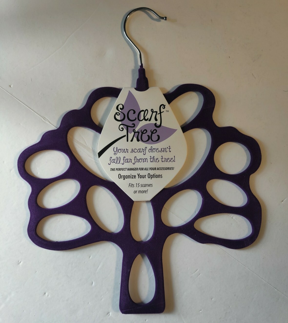 Women's Velveteen Scarf Tree Hanger - Purple  NWT Holds 15 Scarves or More!
