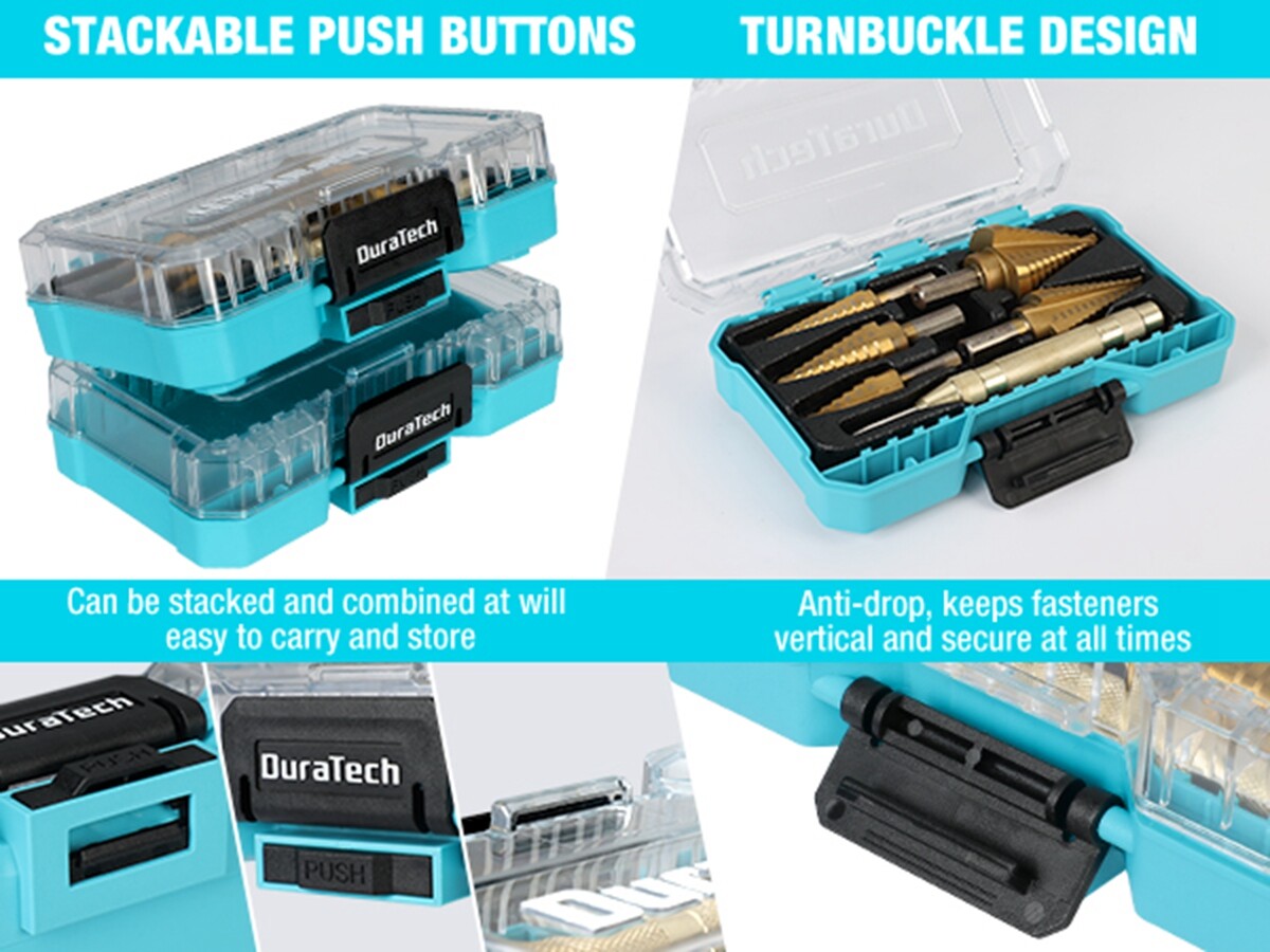 DURATECH 6PC Step Drill Bit Set Automatic Center Punch Titanium Coated Drill Bit