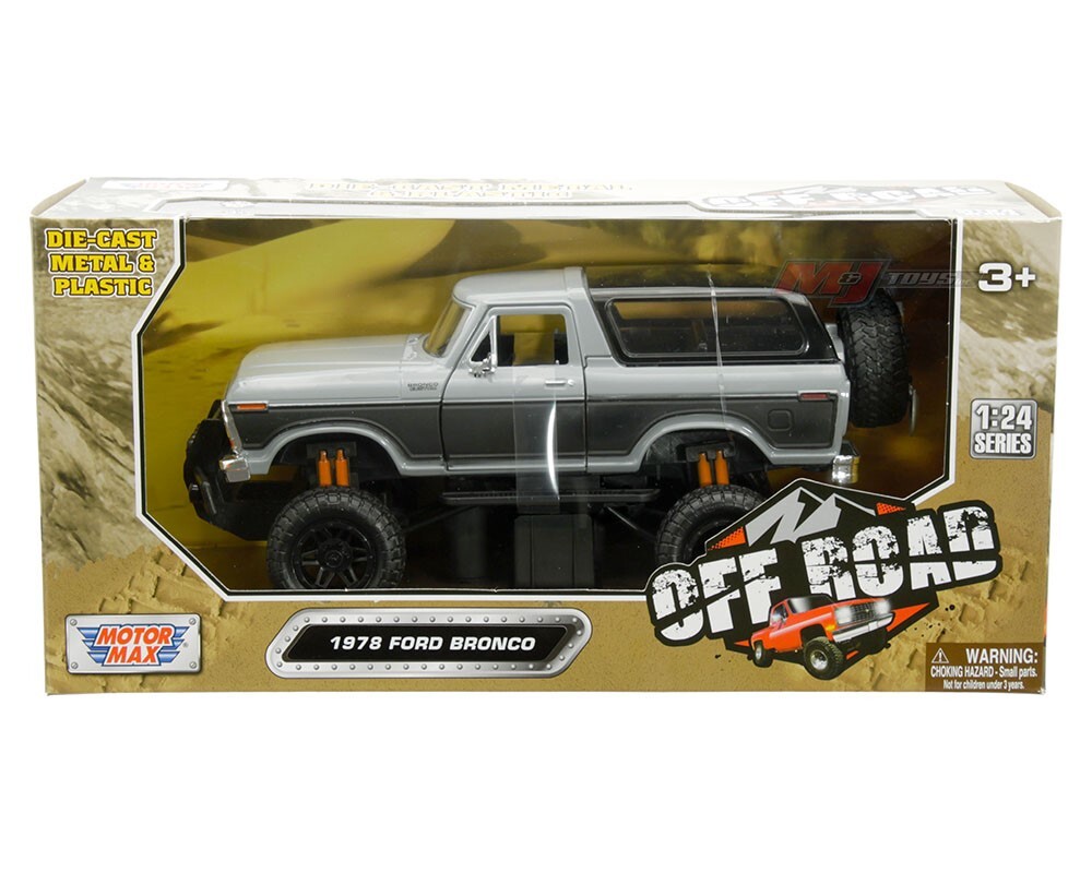 Motormax 1:24 Off-Road 1978 Ford Bronco Grey Diecast Model Car 79148 New In Box