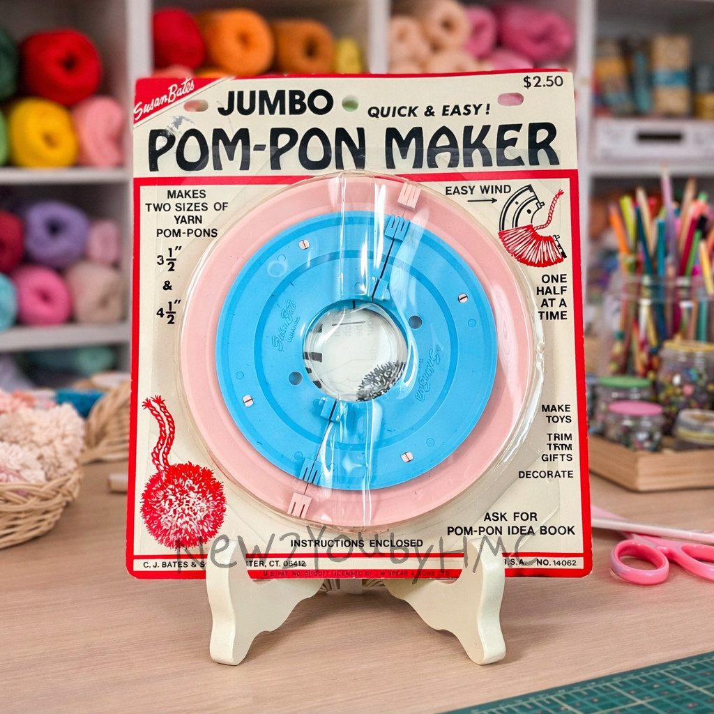🧶 VTG C.J. Bates & Sons Jumbo Pom-Pon Maker NOS Craft Tool Made in USA Pom-Pom
