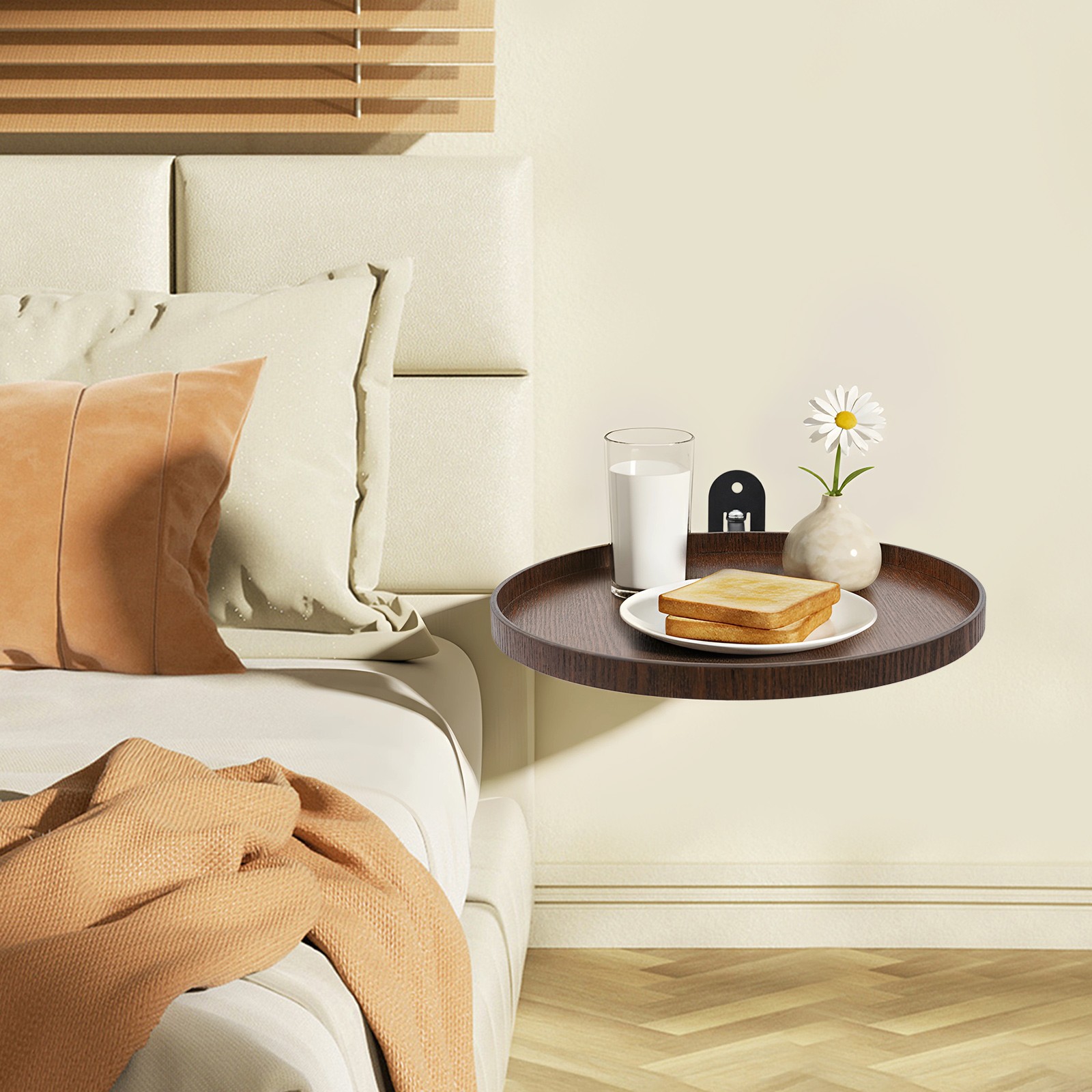 30cm(D) Round Wall Table, Foldable Reading Desk, Bedside Table, Wall-Mount Desk