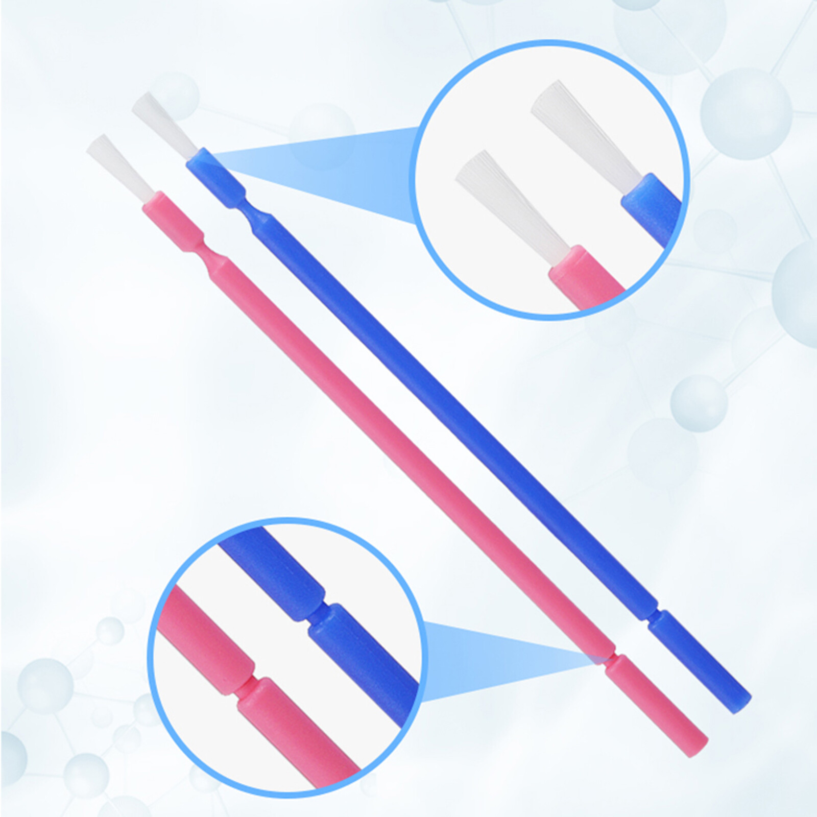 Dental Disposable Micro Applicator Bendable Brush Long Shank Pink/Blue 100 Pcs