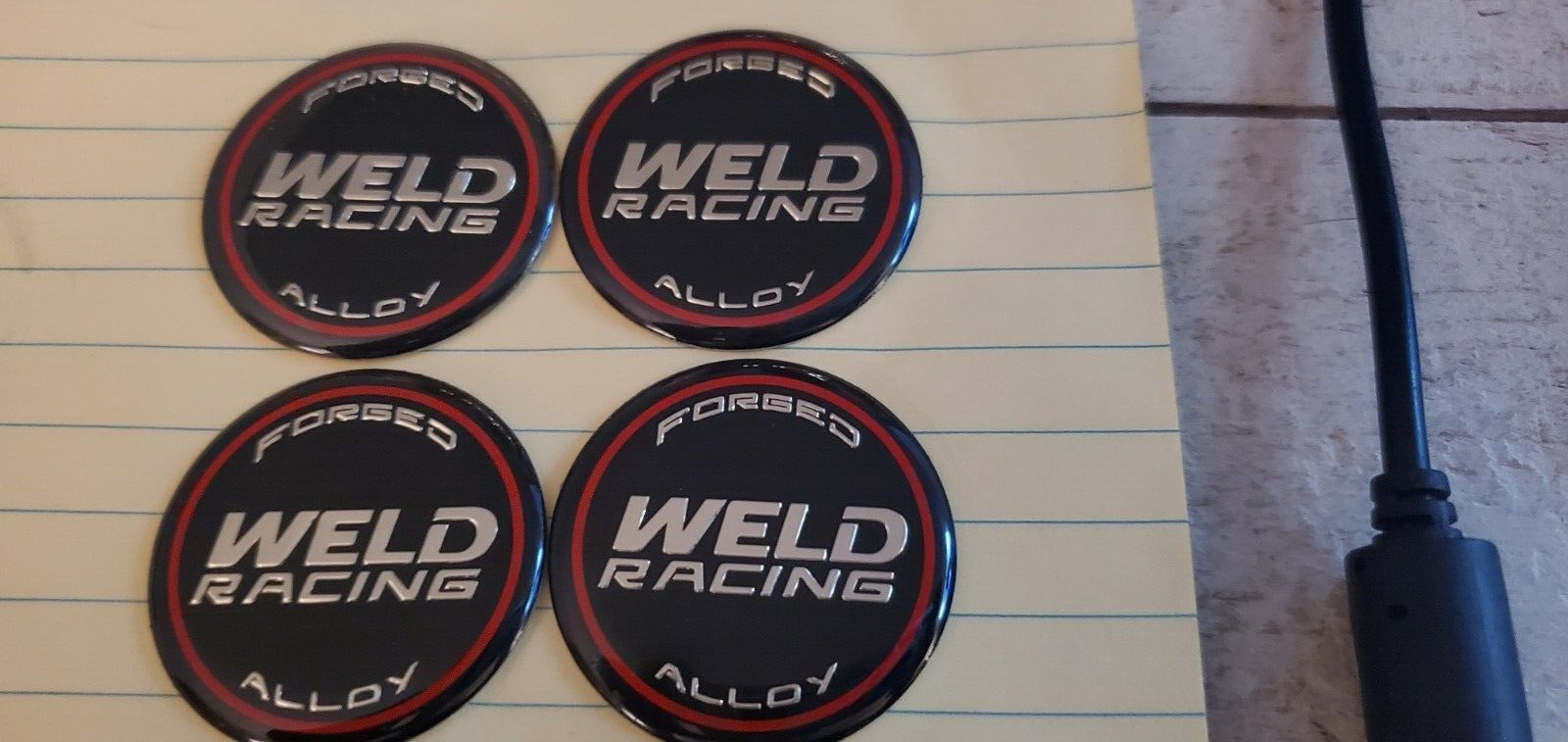 4 PCS WELD RACING WHEEL EMBLEM RIM CENTER CAP STICKER LOGO 601-3018 1.50" DIA