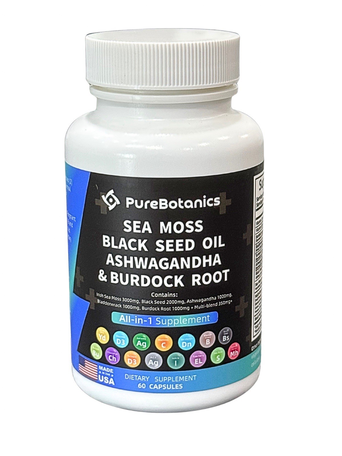 Sea Moss, Seed Oil, Ashwagandha, Burdock Root All-in-1 supplement 60 Caps SALE!