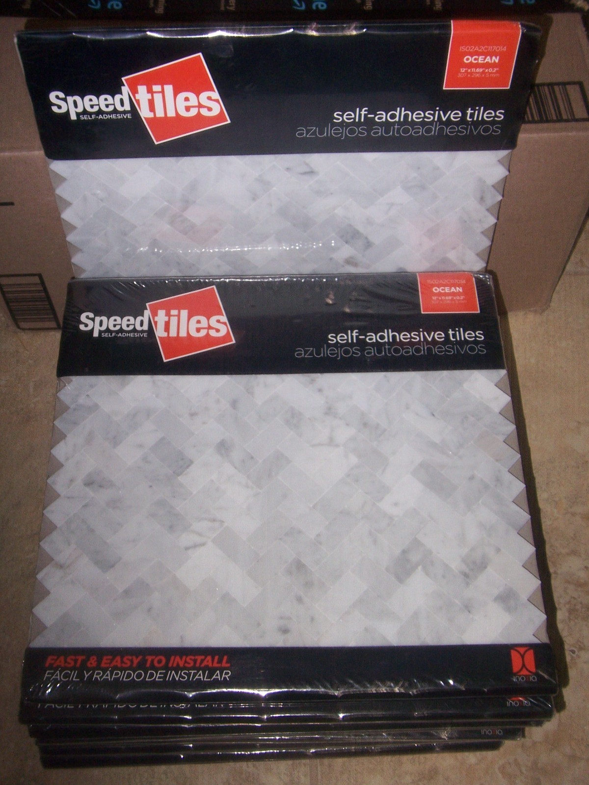 NEW 16x Inoxia SpeedTiles OCEAN Gray/White Self Adhesive Stone Wall Mosaic Tiles