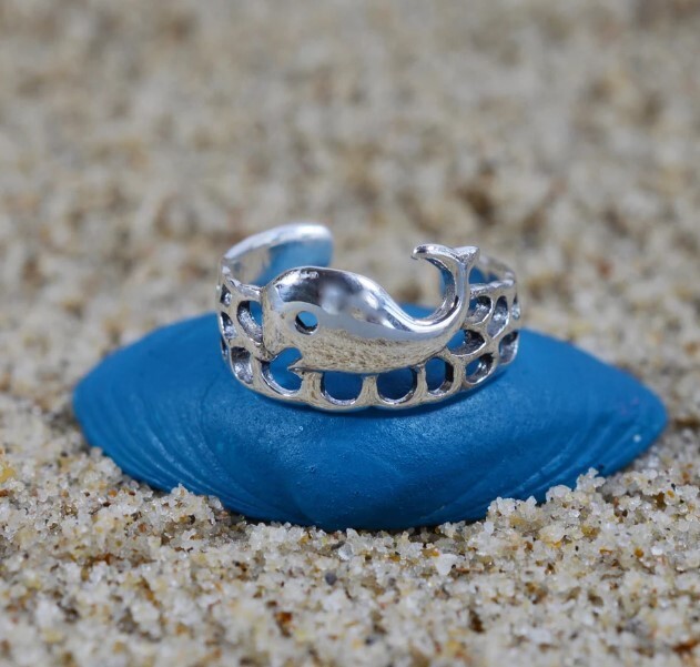 Valentine New Style Gift For Women's Solid Metal Adjustable Fish Toe Ring 925 SS