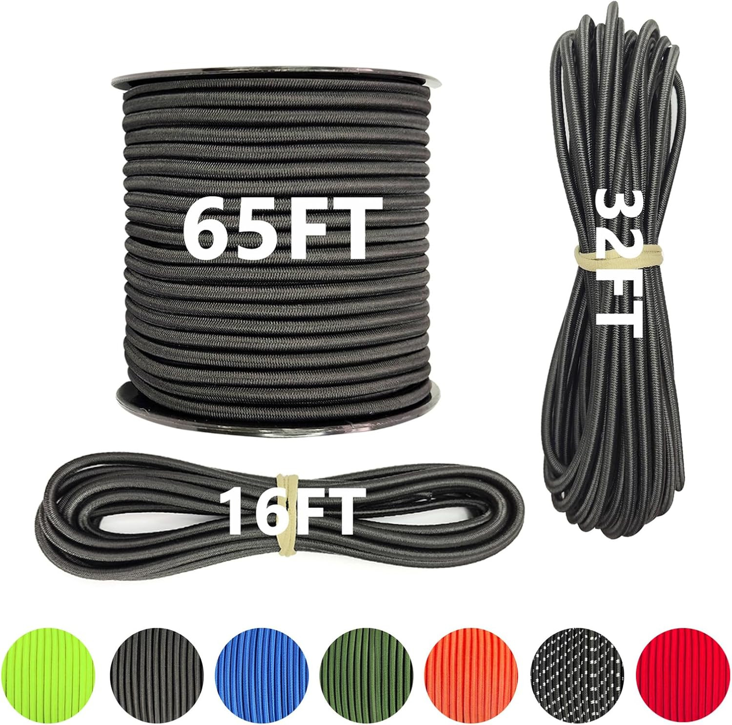 1/4" X 32' Marine Grade Bungee Cord Elastic Shock Cord, Kayak Stretch String Rop