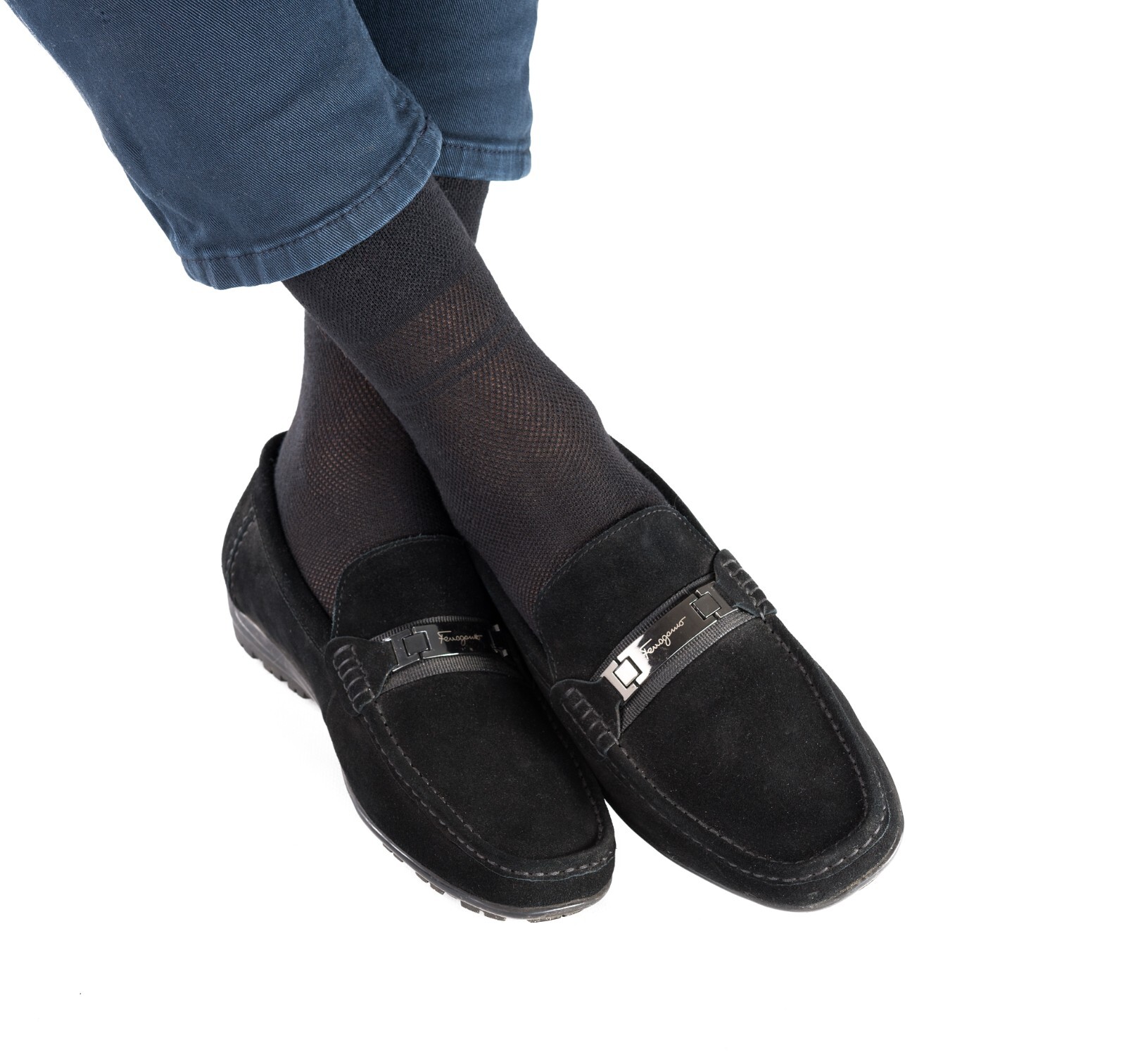Black Breathable Mens Cotton Dress Socks Ultra Thin Socks 5 Pack, size 11-13