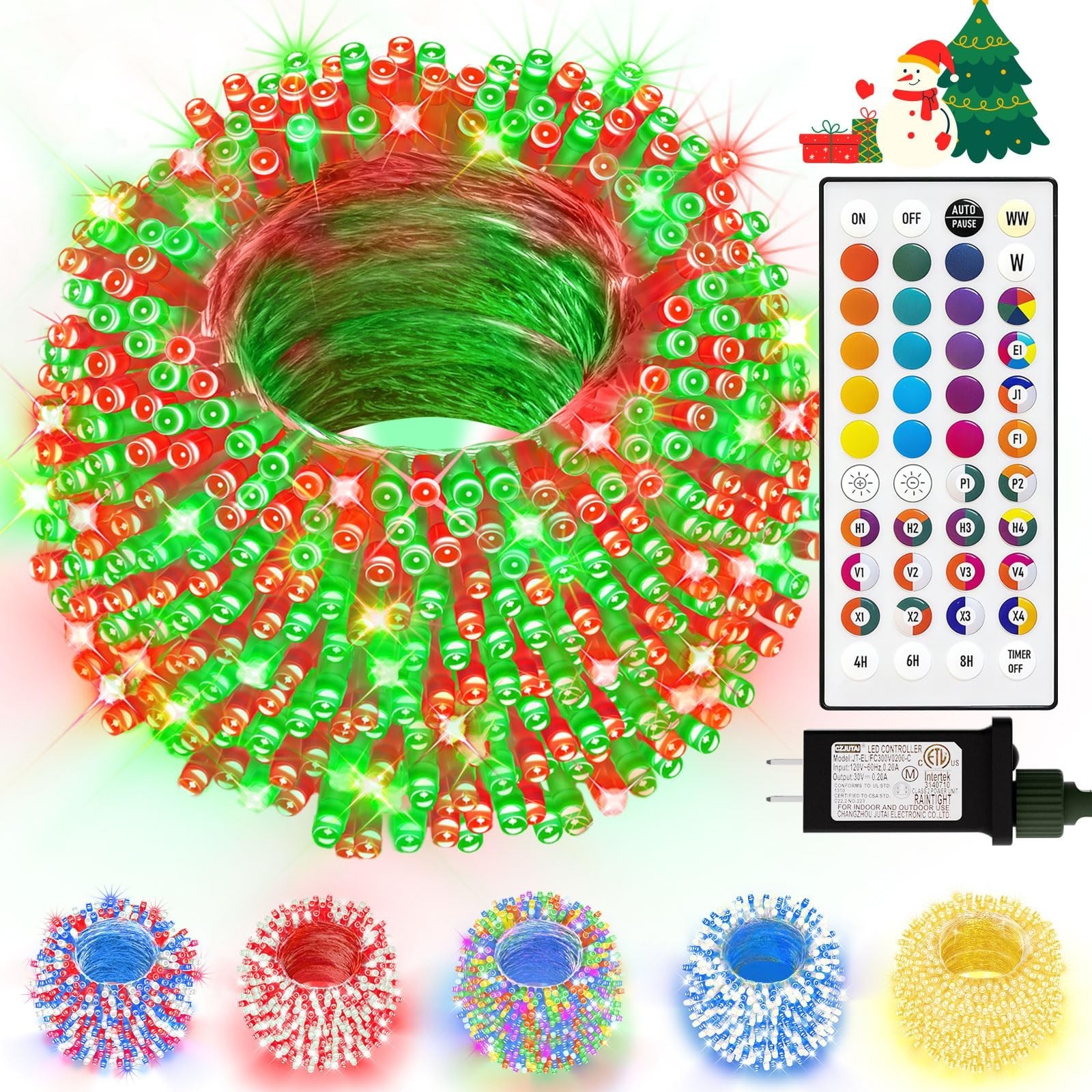 LitHome 99Ft 300 LED Color Changing Christmas String Lights, 35 Colors 9 Mode...