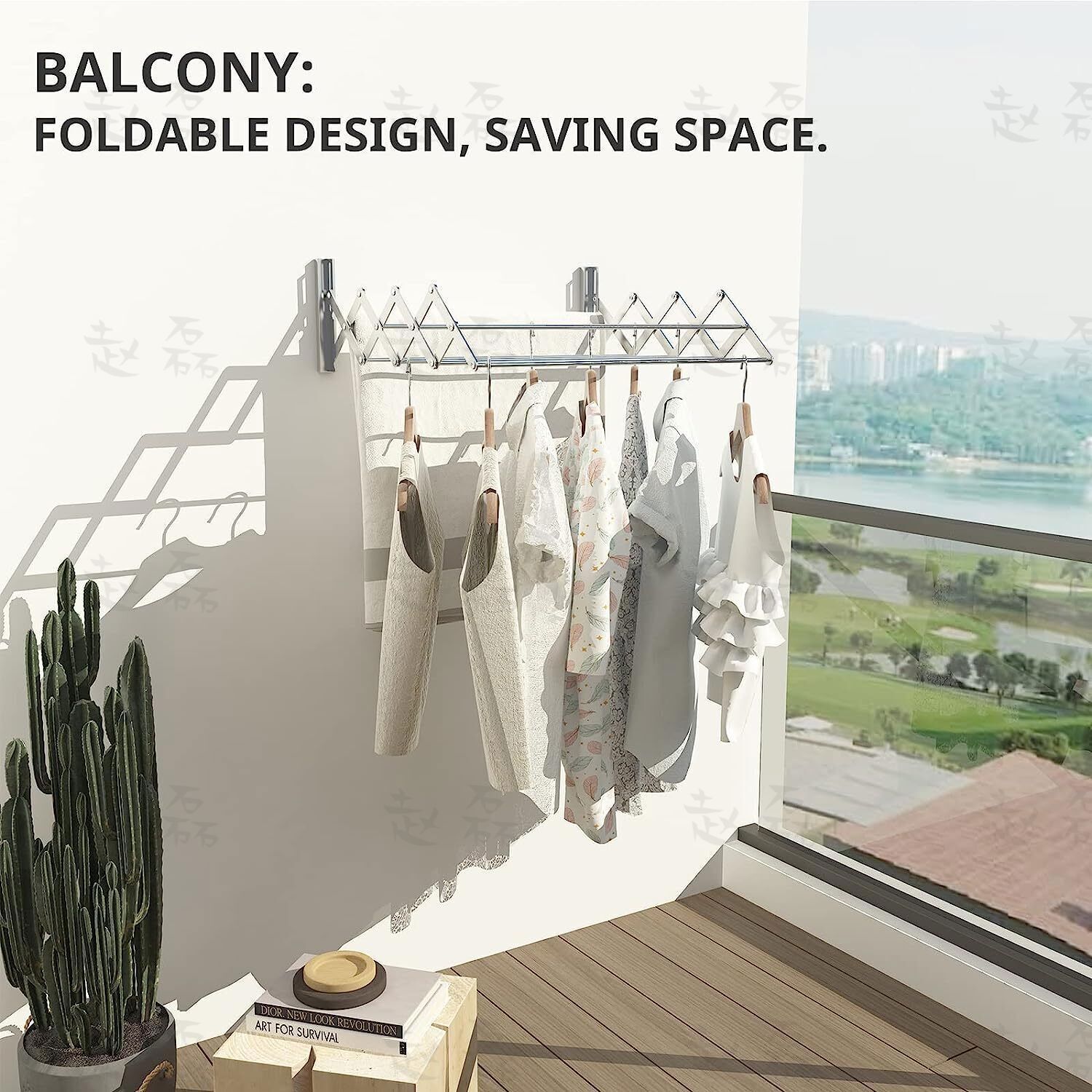 Laundry Hanger Wall-Mounted Expandable Folding Clothes Drying Towel Rack 42~80cm