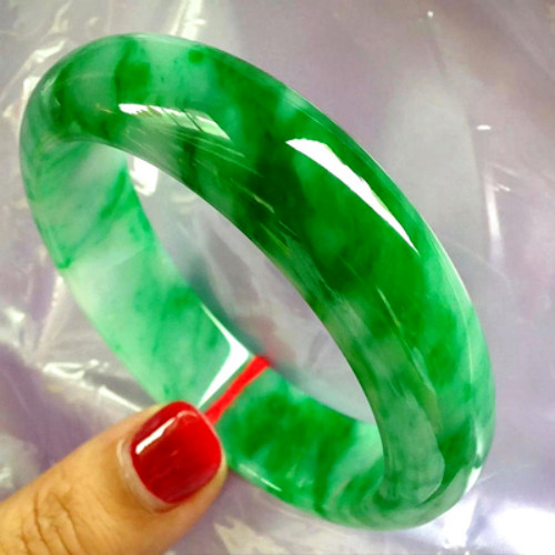 Real Natural AAA Ice Green Burmese Jade jadeite bracelets Bangle 58mm