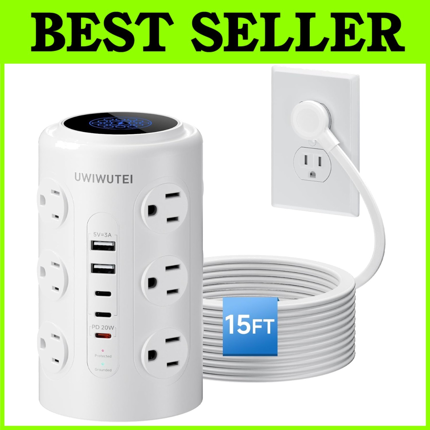 Vertical Charging Station with 12 Outlets, 5 USB Ports