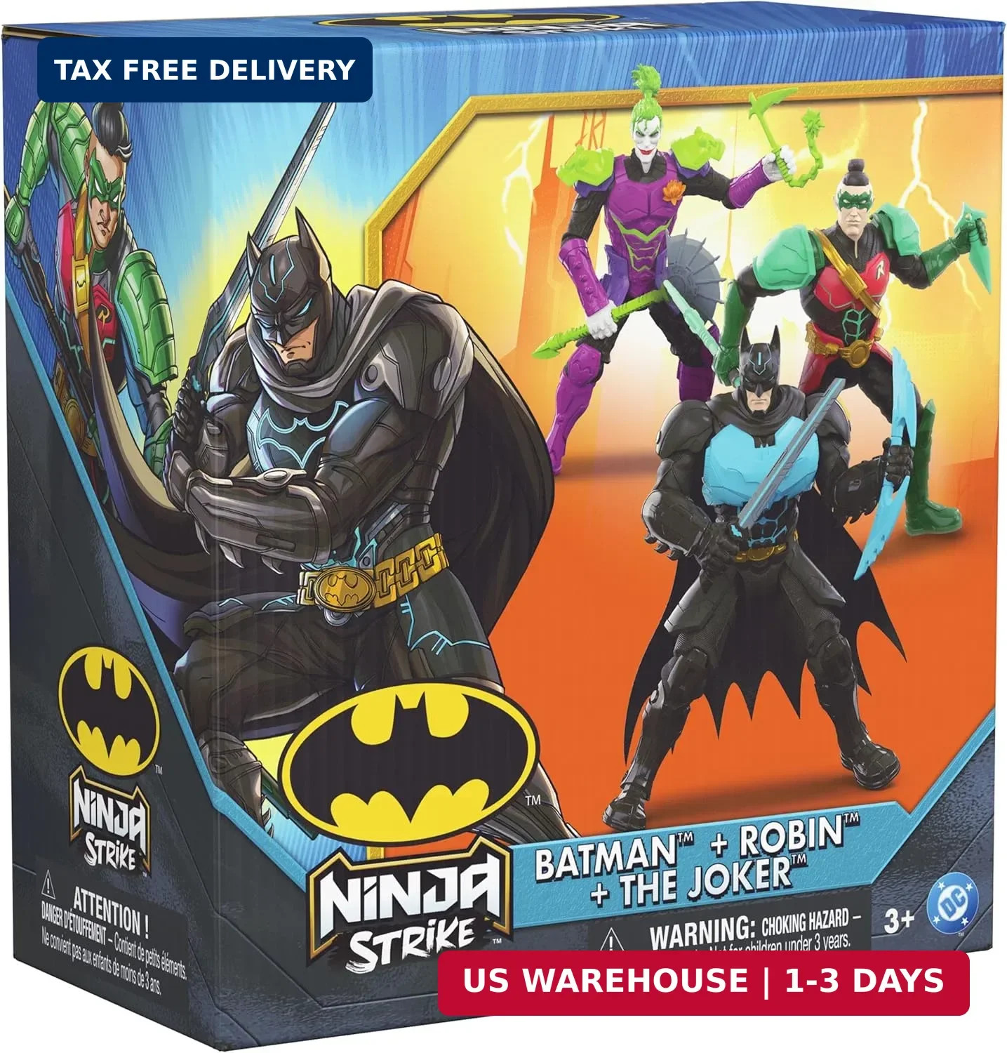 DC Comics, Batman Ninja Strike 6" 3-Pack Battle Set Action Figures with Pop-Out