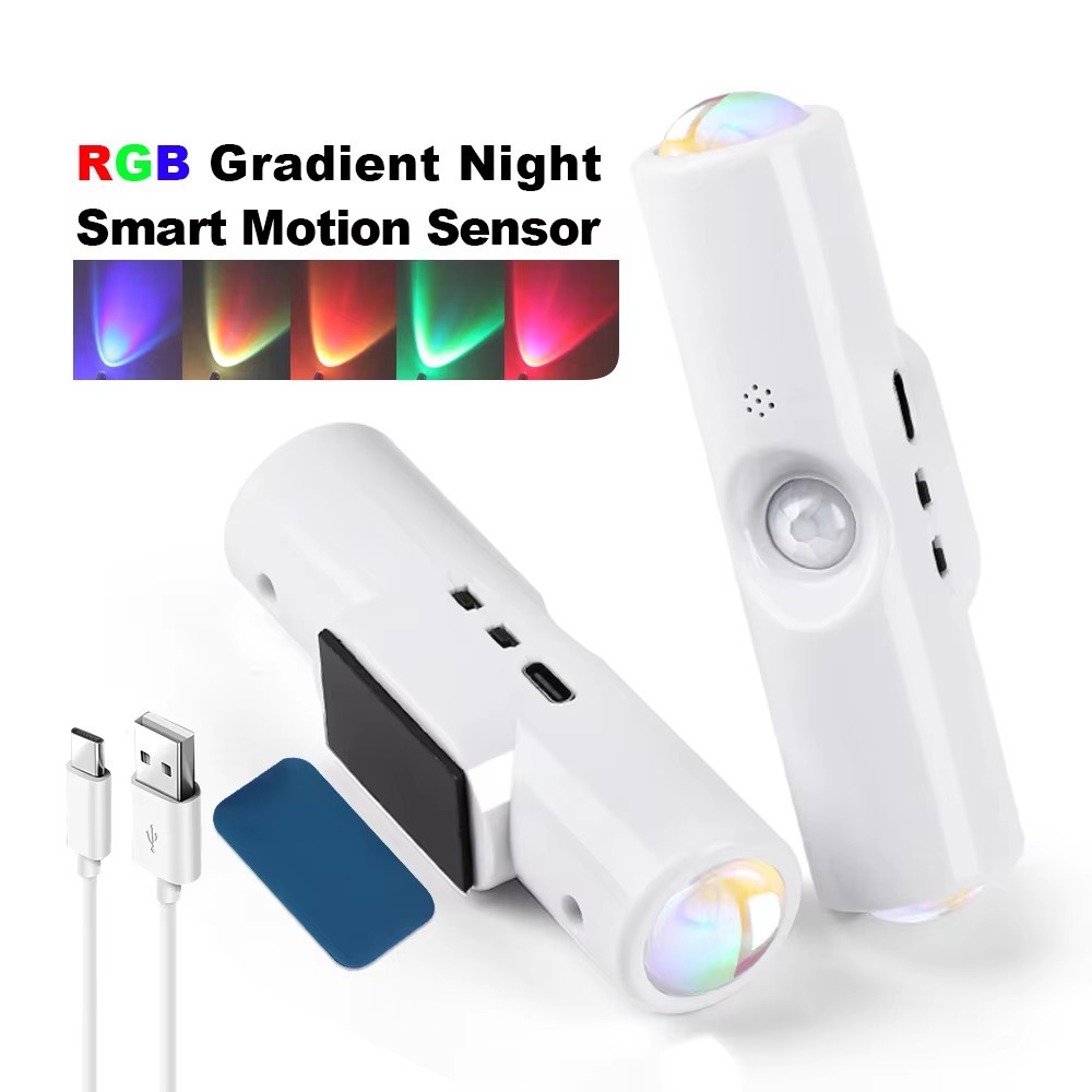 4-Pack Motion Sensor LED Night Light, Rechargeable Magnetic Wall Lamp, 7 Colors
