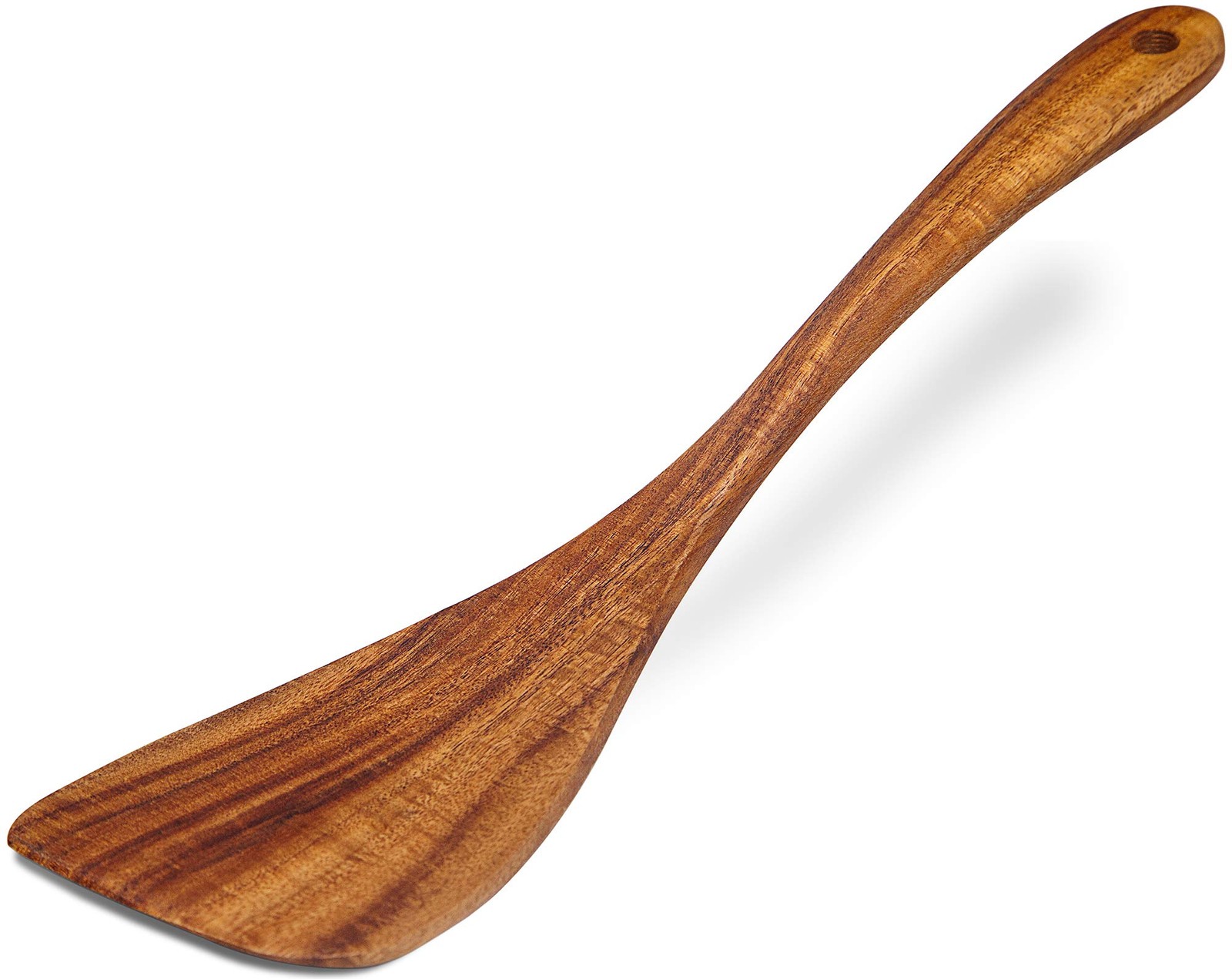 Jilla-hla Wooden Spatula Nonstick Turner Acacia Wood, Right 12 Inch, Brown