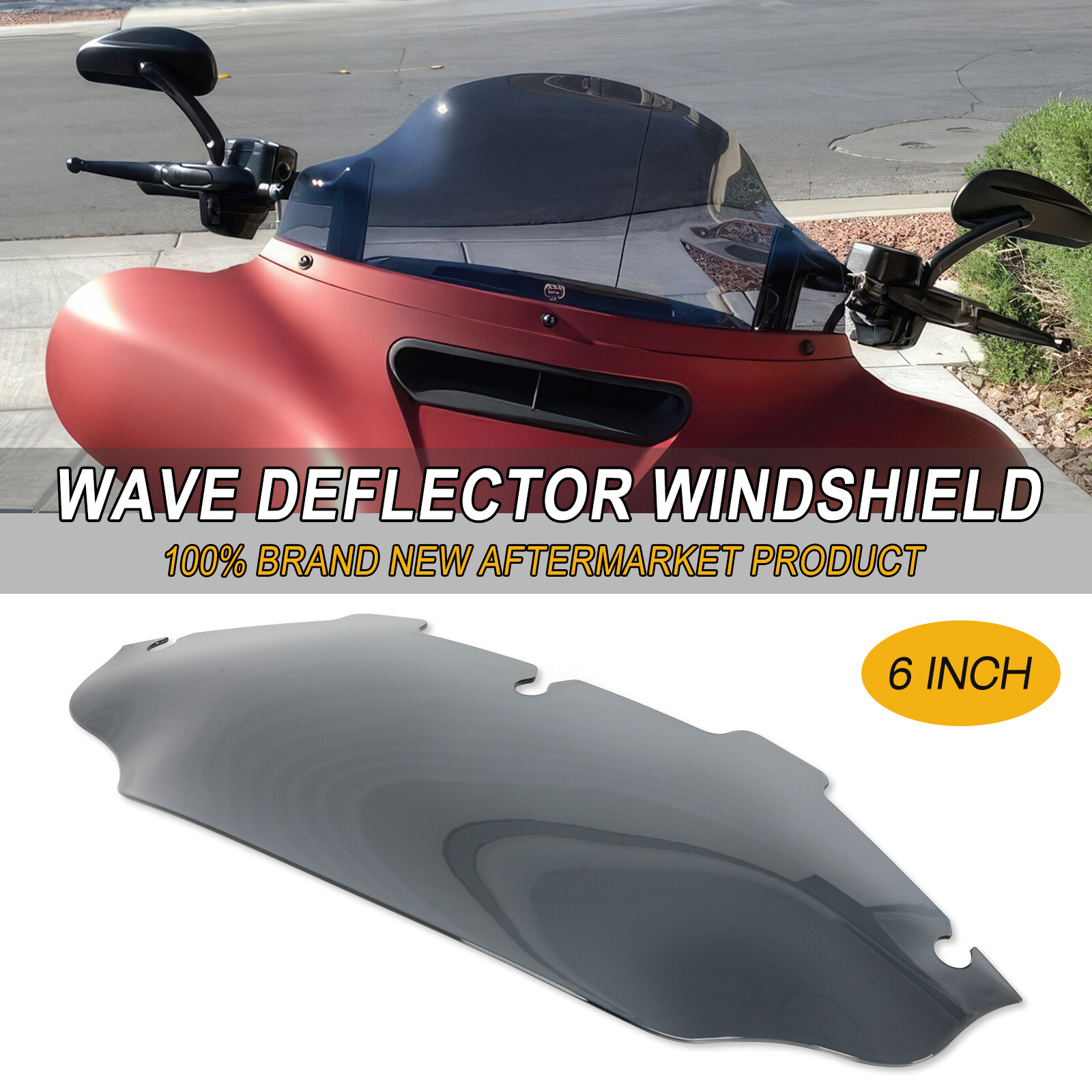 6" Smoke Batwing Windshield Windscreen For Harley CVO Street Electra Glide 96-13