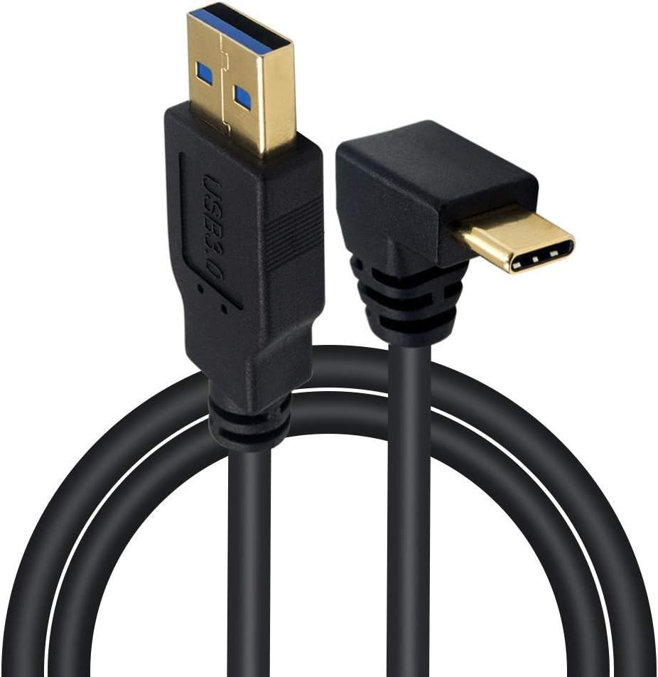 USB Type C 90 Degree Cable 3.3Feet/1M, up & down Angle USB 3.0 a to USB C Fast C