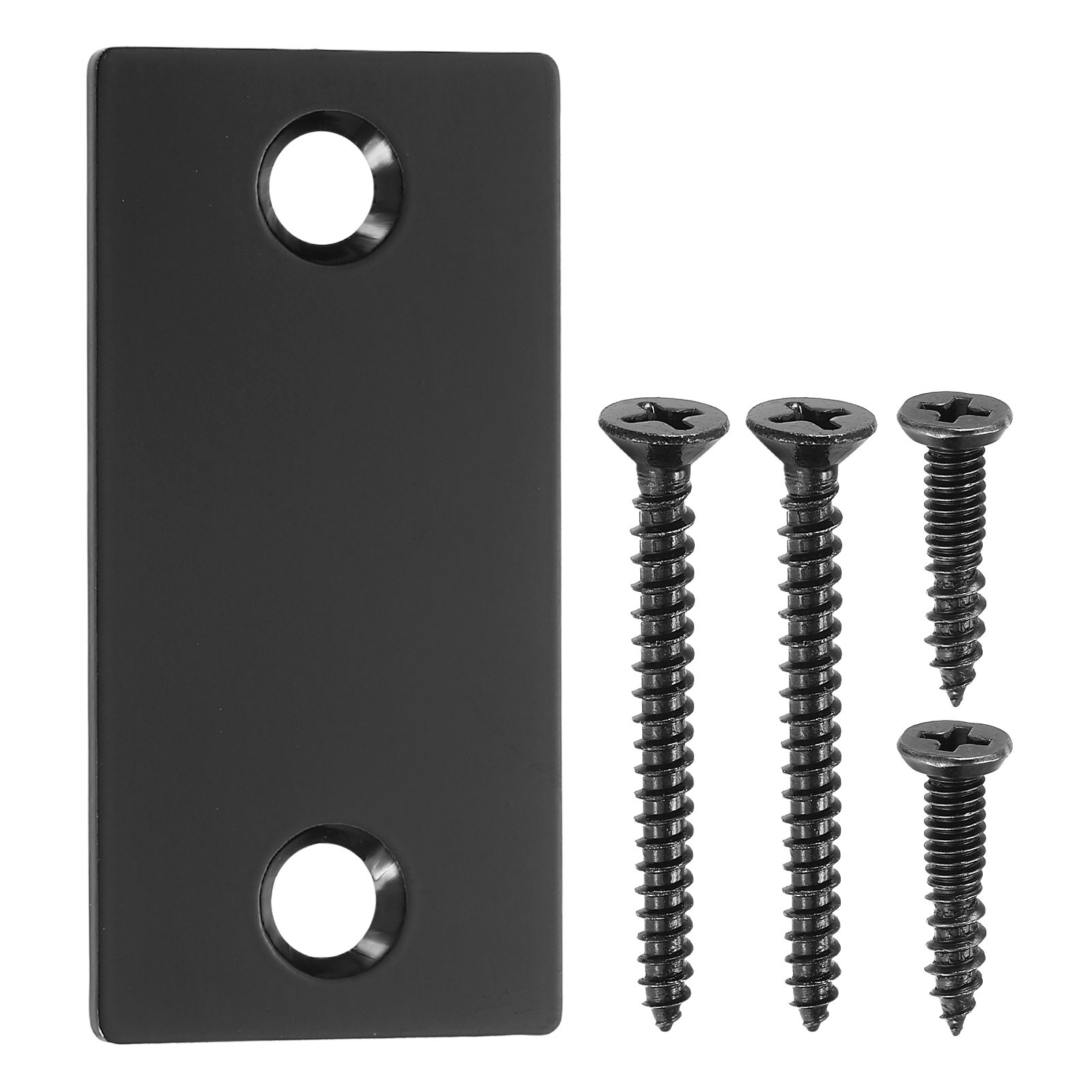 2.24" x 1.1" Door Edge Hole Filler Plate with 40/20mm Screws, Black