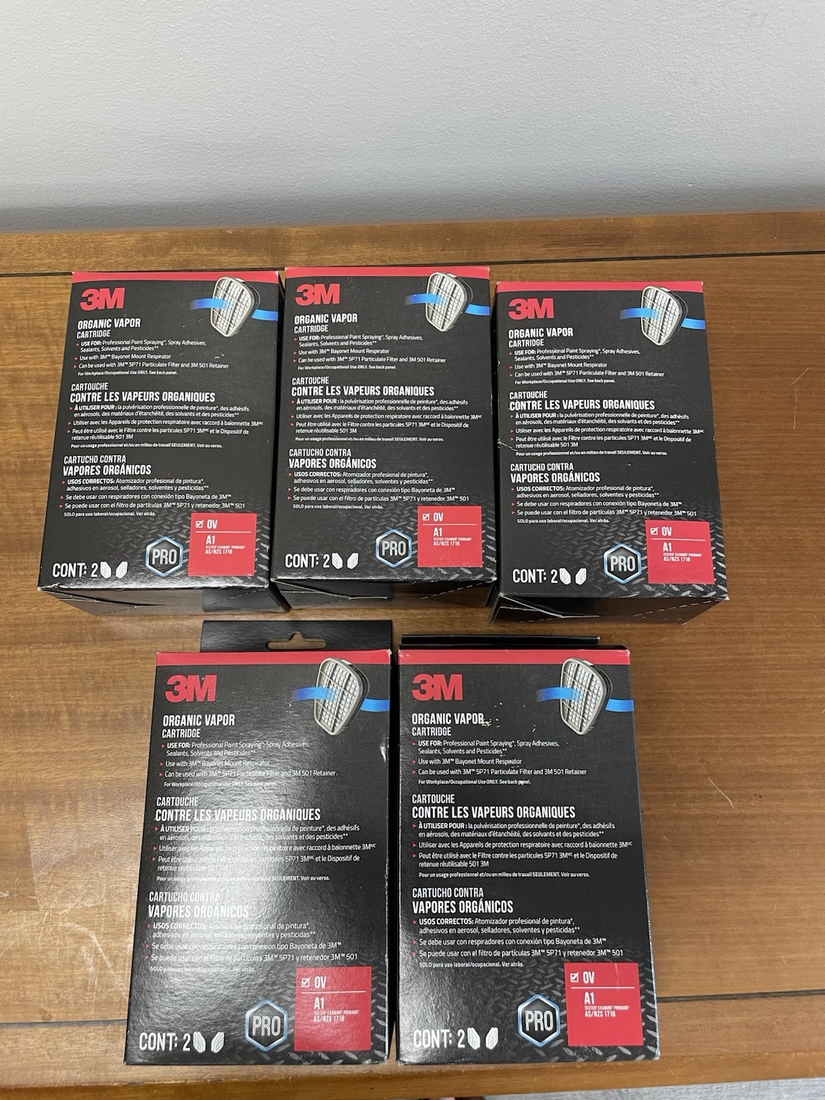 Lot Of 5 Packs 3M 6001P2- DC Organic Vapor Cartridges - Each pack contains 2.