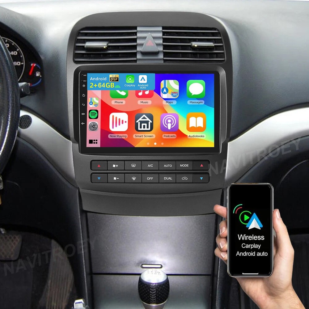 Apple Carplay For Acura TSX 2004-2008 Car Stereo Radio Android 15 GPS Navi 2+64G