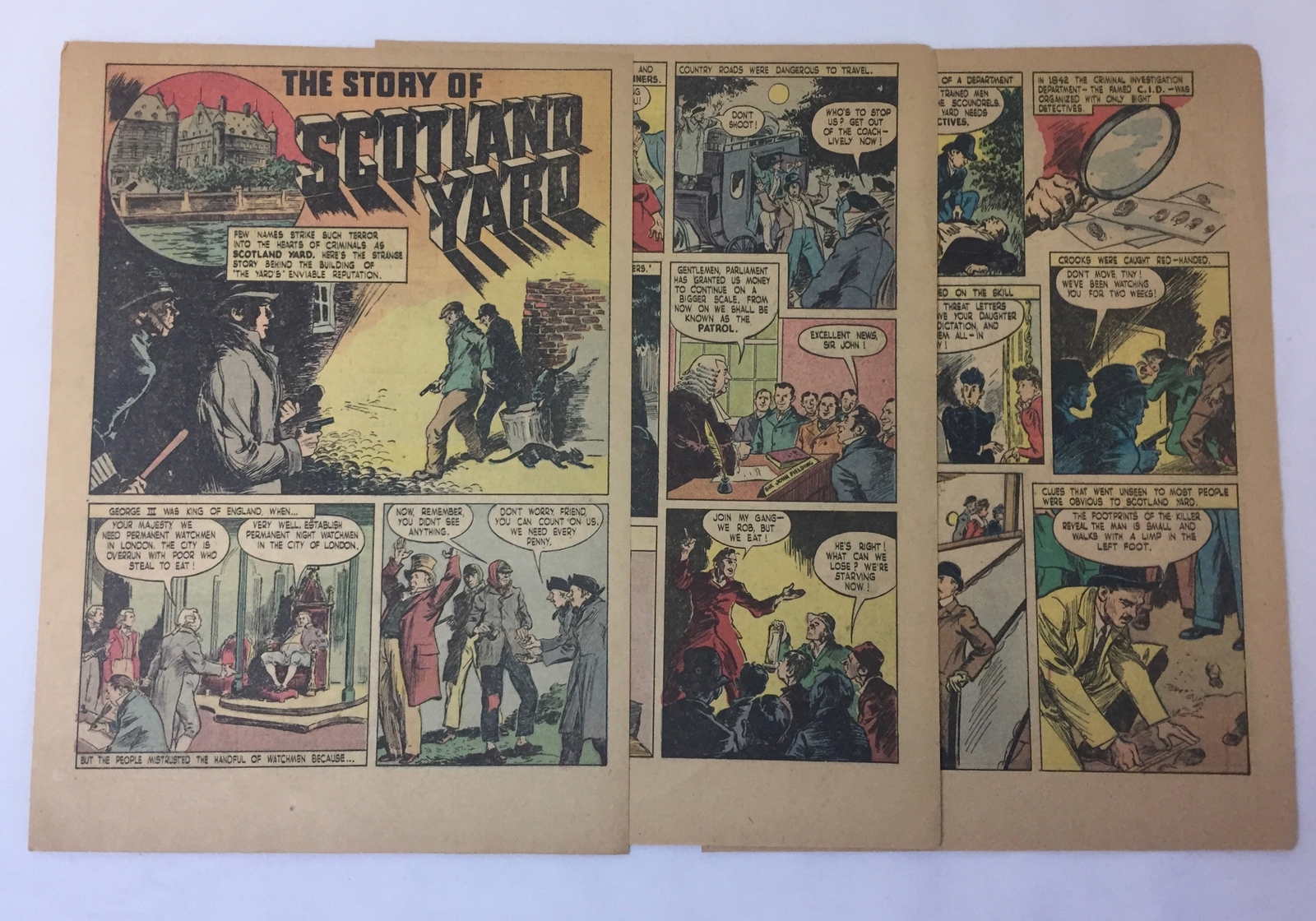 1947 five page cartoon story ~ STORY OF SCOTLAND YARD