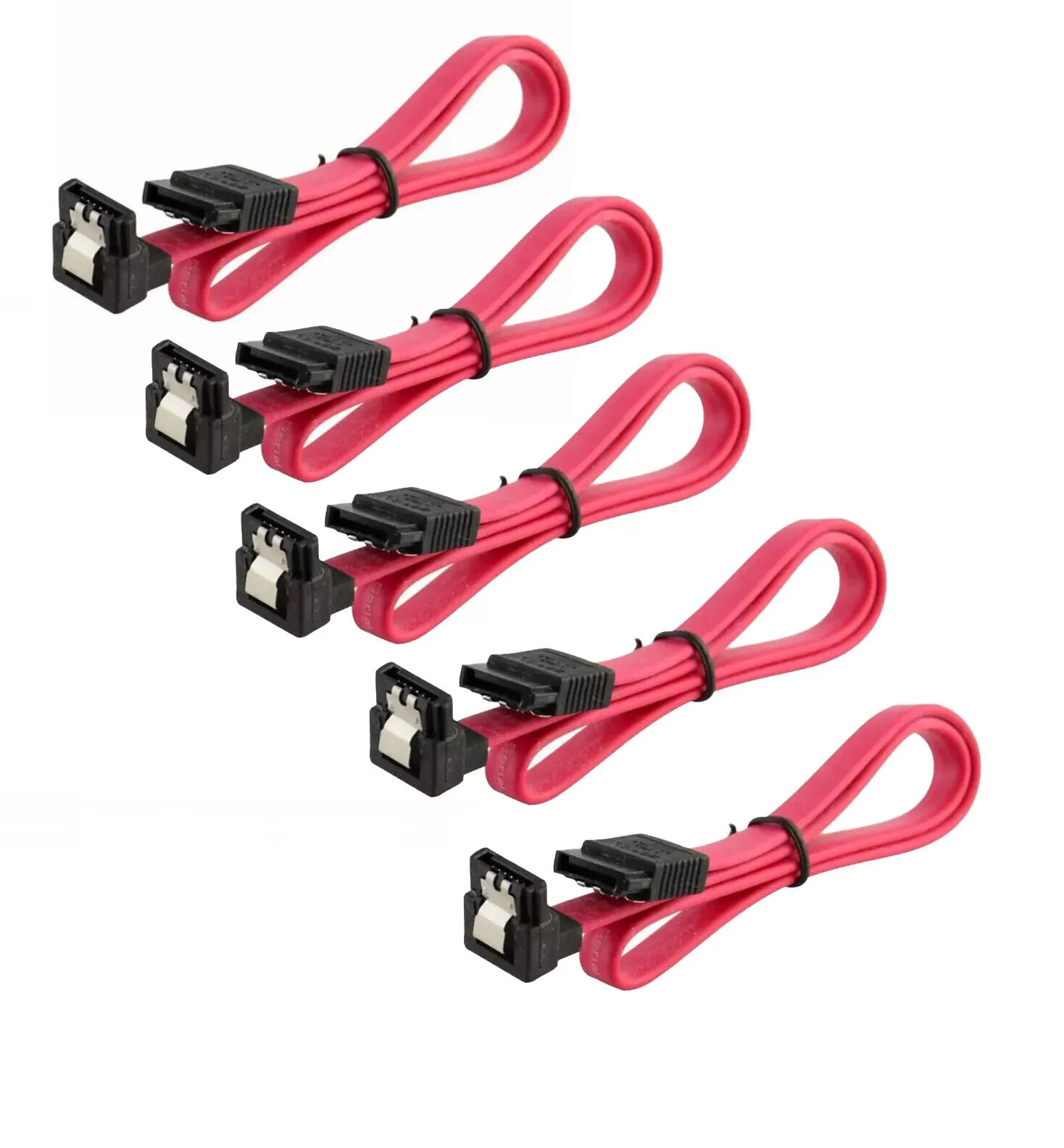 5x 18" SATA 3.0 Cable SATA3 III 6GB/s Right Angle SSD HDD Hard Drive, Black