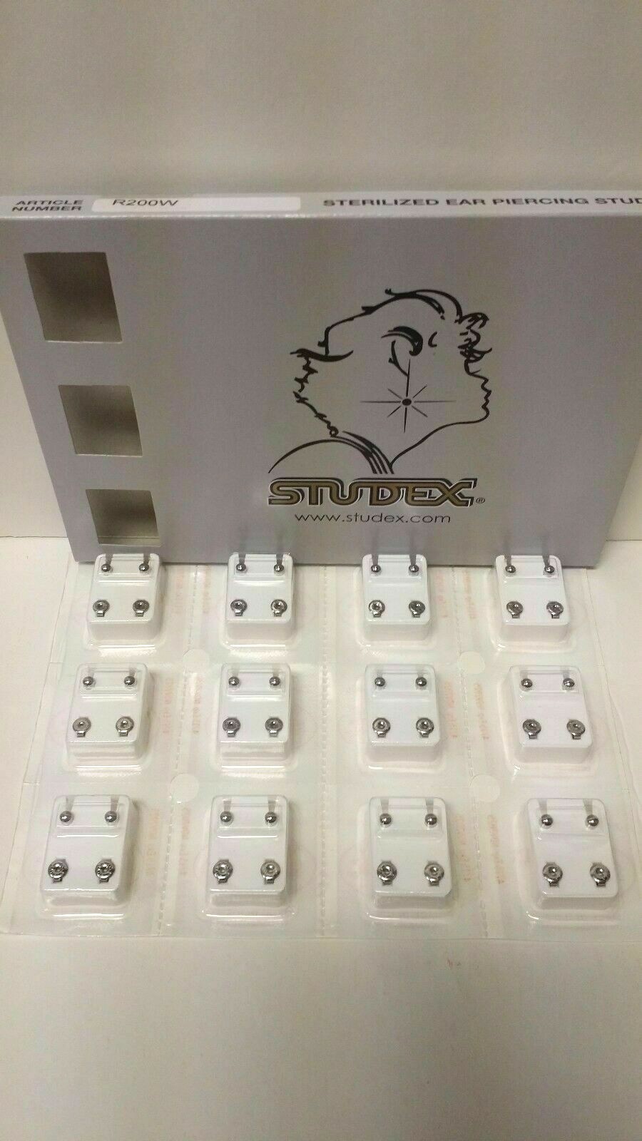 Studex Sterilized Ear Piercing Stud 4mm Ball * Regular * 12 Pairs (R200W)