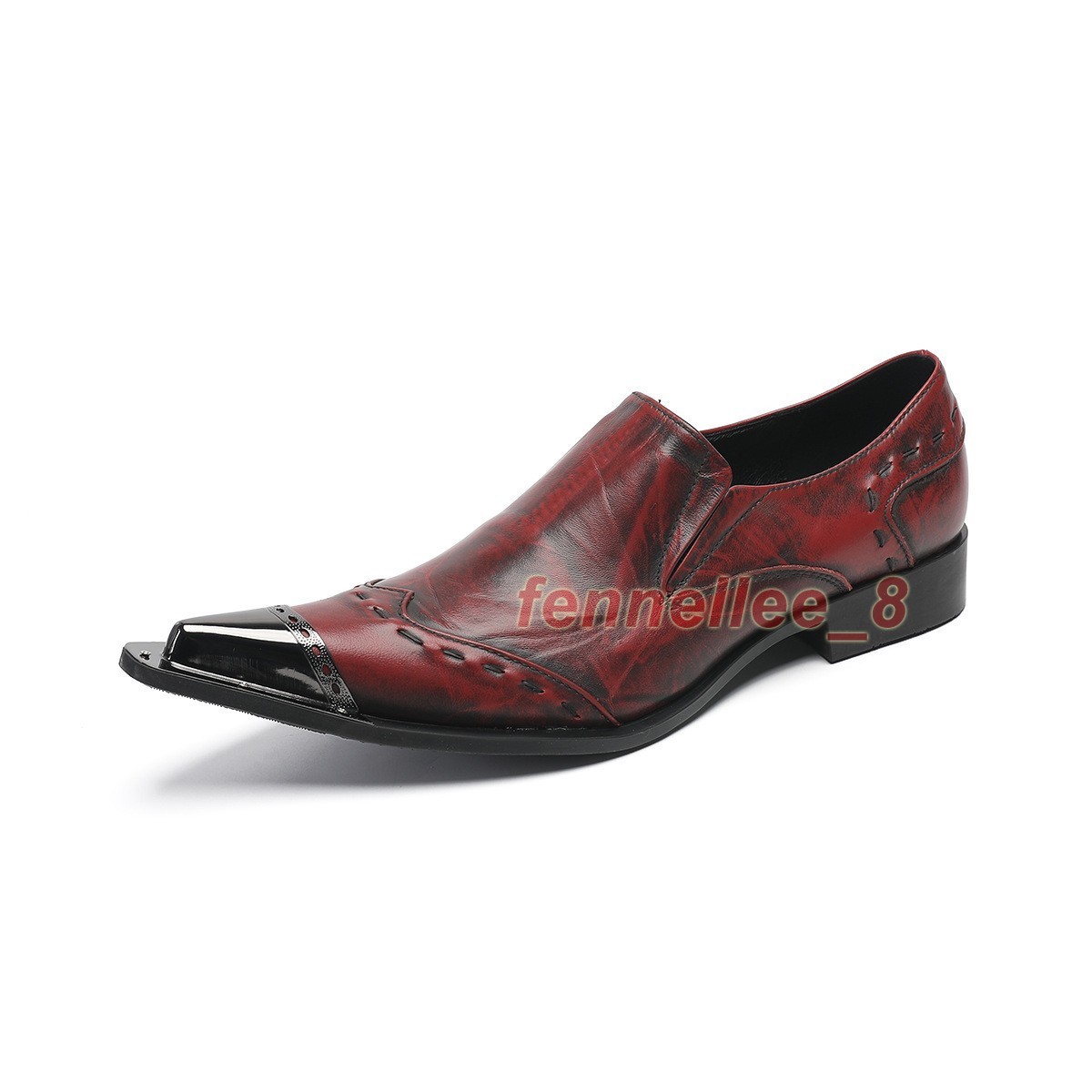 Men Metal Pointed Toe Real Leather Evening Party Nightclub Casual Dress Shoes Sz
