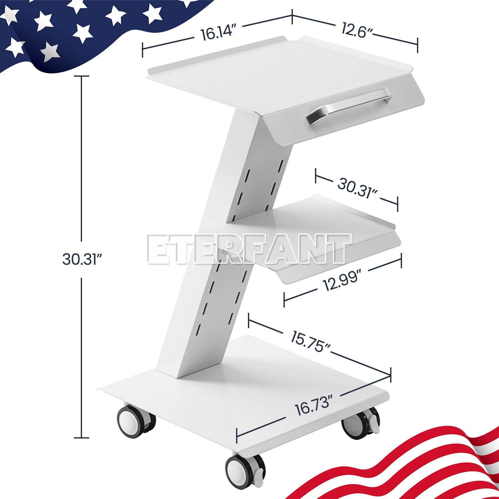 Mobile 3 Layer Medical Tool Cart Dental Trolley Instrument Cart+Socket+4 Casters