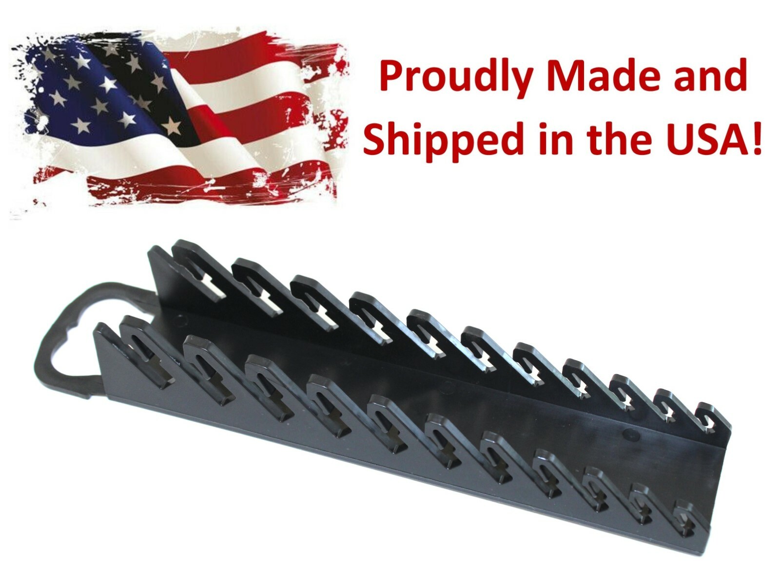 Black Plastic Portable 11-Tool Wrench Gripper Organizer Tray Holder