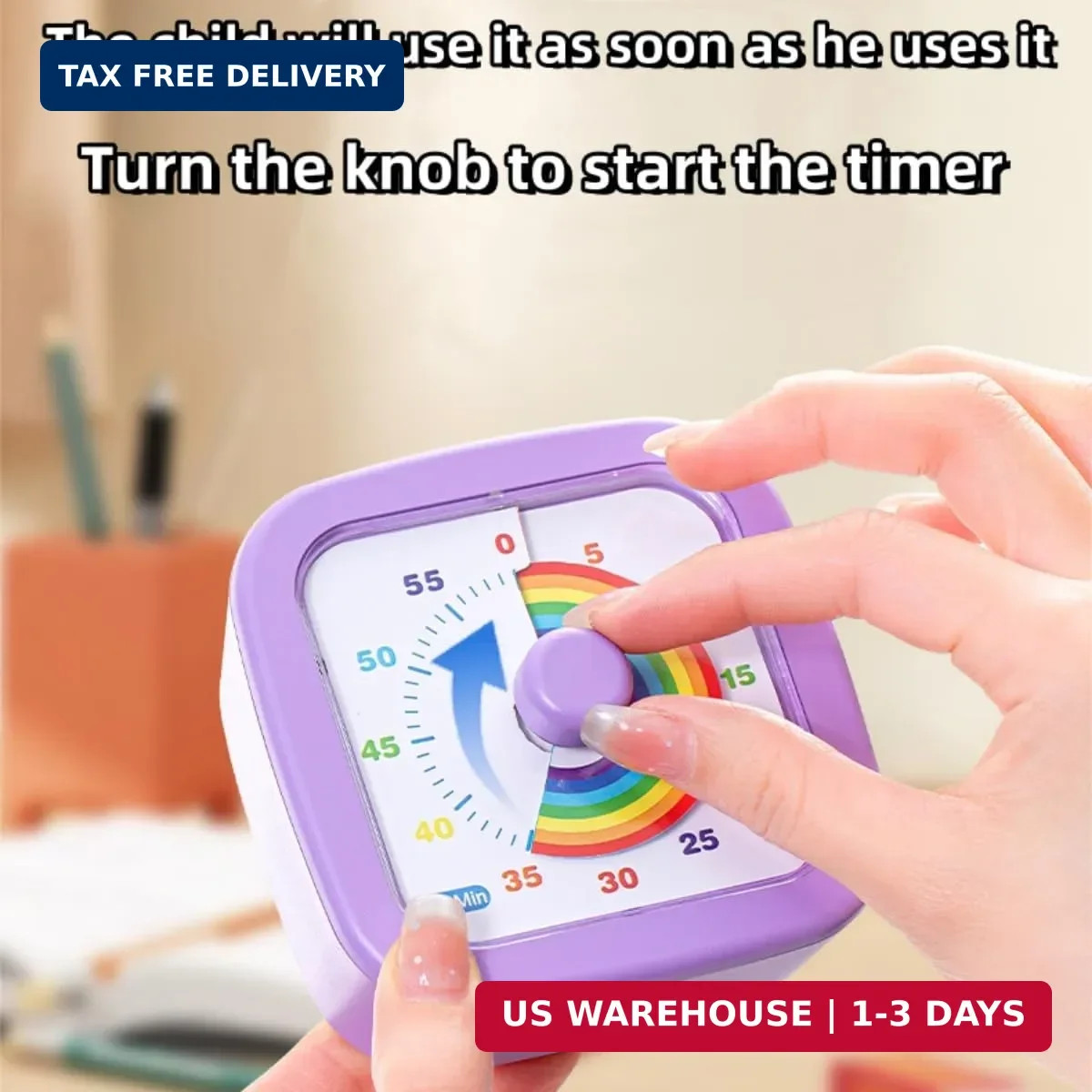 Kids Visual Timer Cute Rainbow - 60 Minute Countdown Timer Time Management for K
