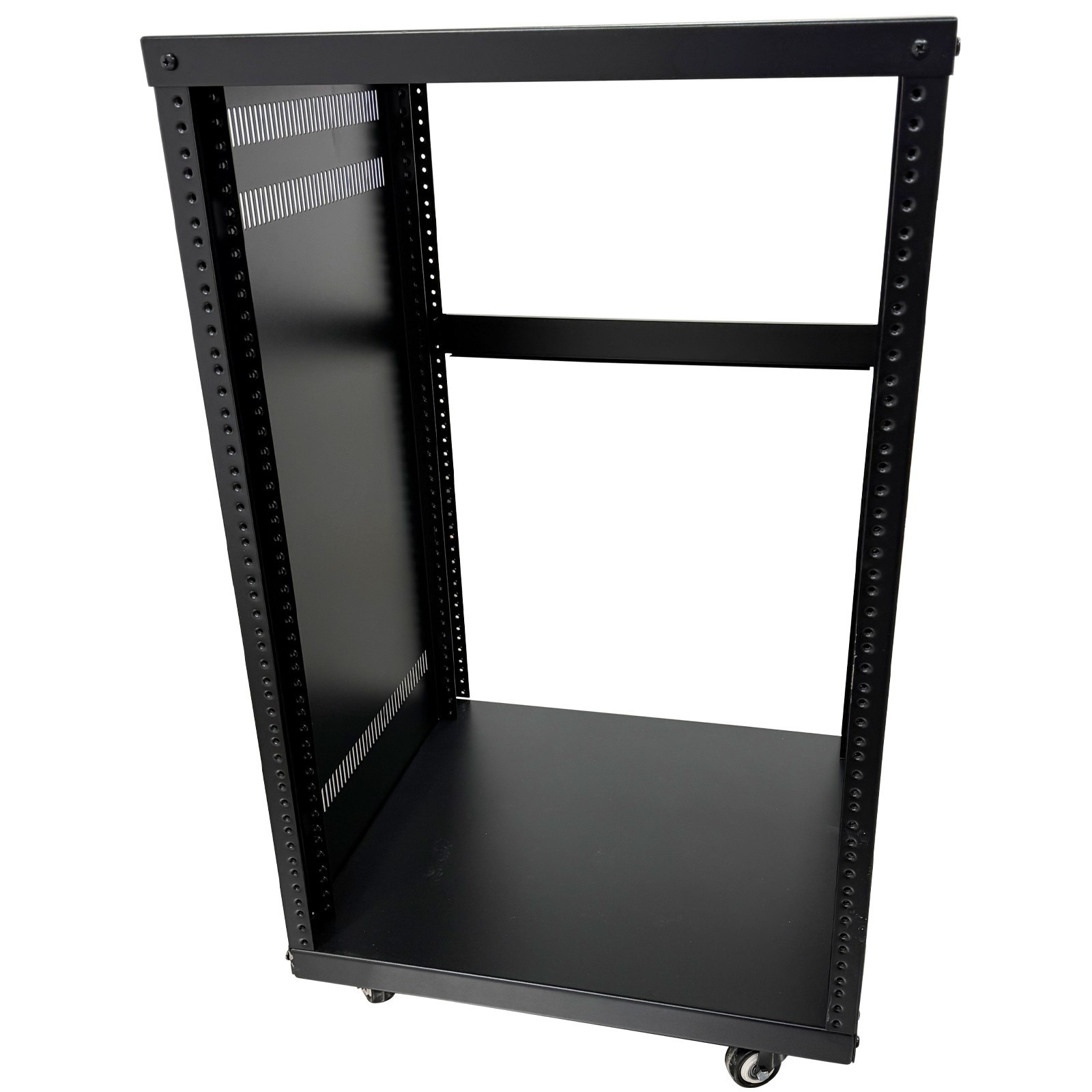 12 Space Studio Rack Case with 4" Caster Wheels 12U Open-Frame Server Rack