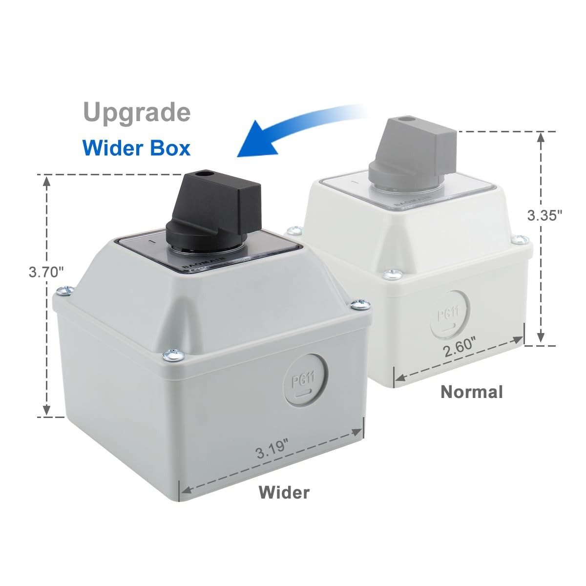 20A 2Phase 3Position Rotary Changeover Switch,Wider Box