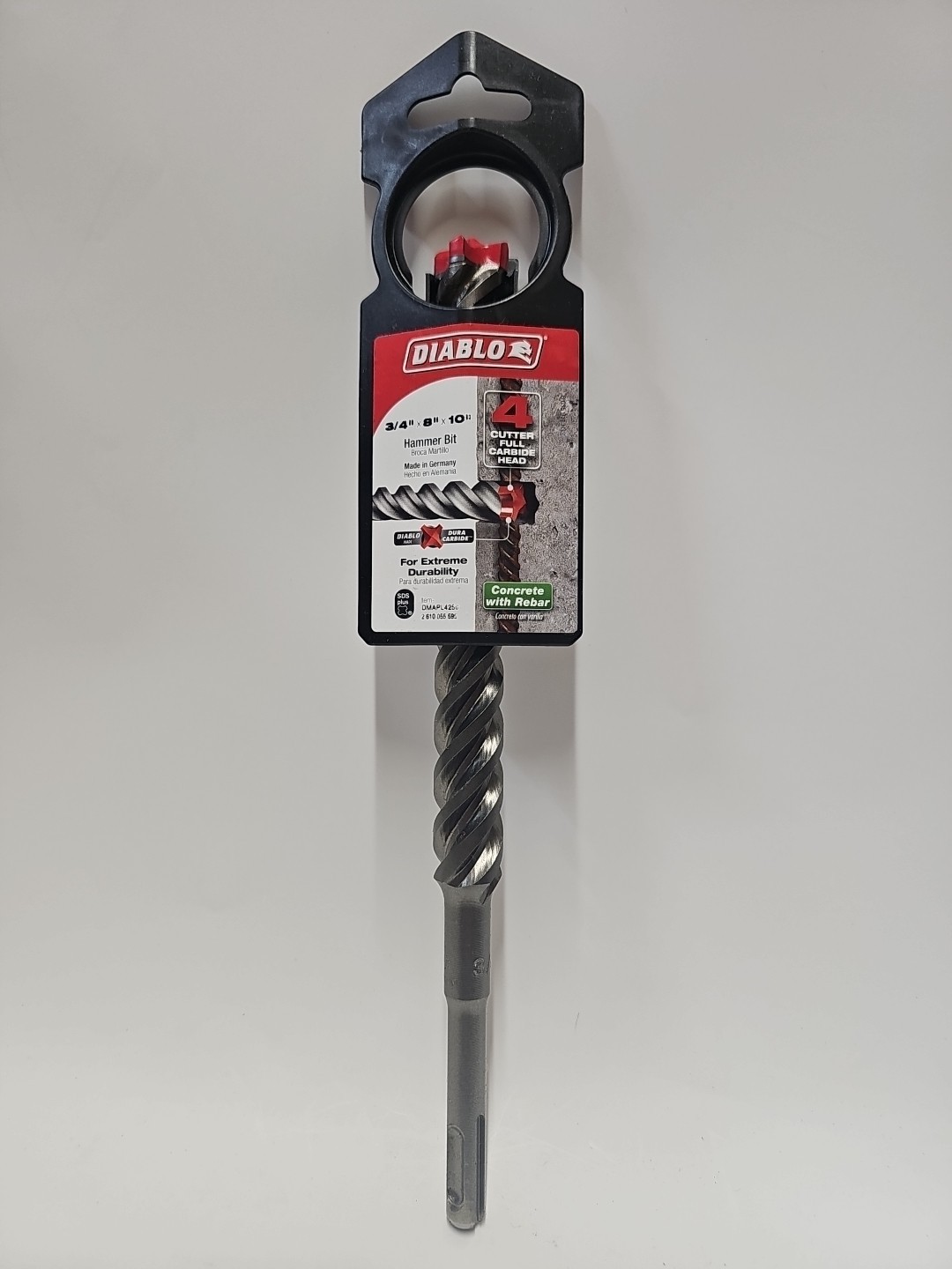 Diablo DMAPL4250 3/4 In SDS Plus Hammer Drill Bit Concrete Masonry Carbide