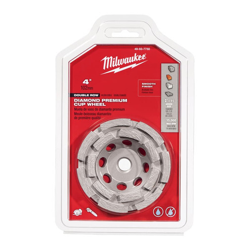 MILWAUKEE 49-93-7750 4" DIAMOND CUP WHEEL DOUBLE RIM