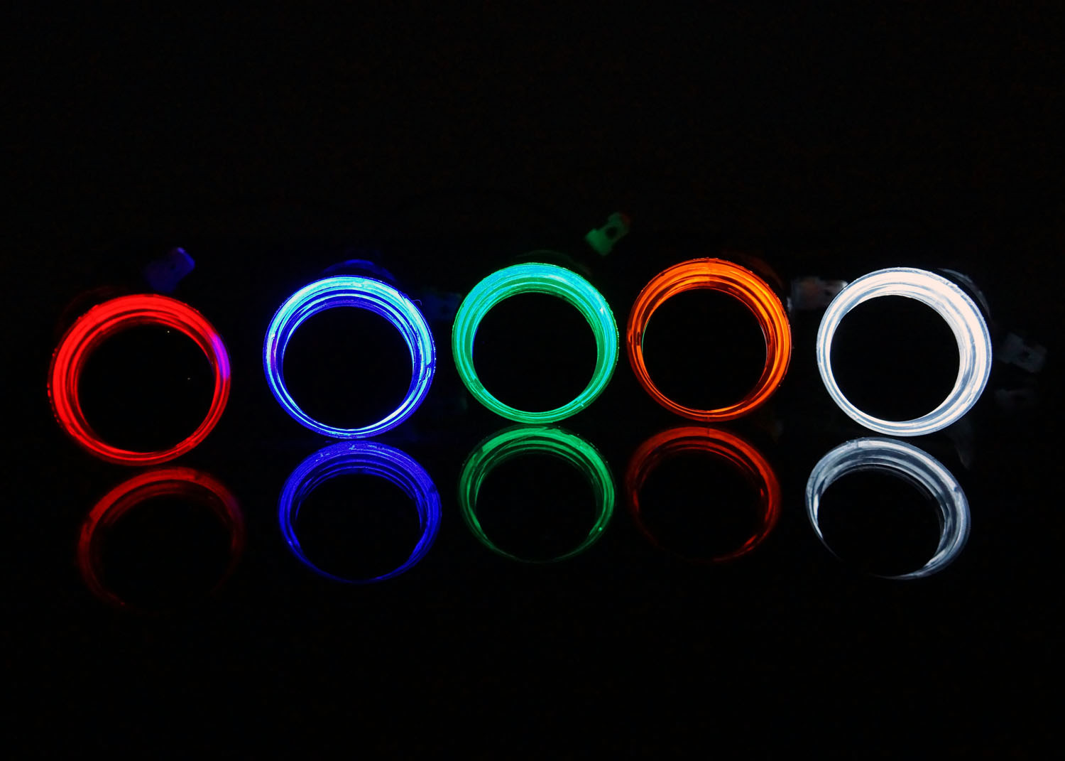 Blue LED Bezel Eclipse Pushbutton - Black Plunger