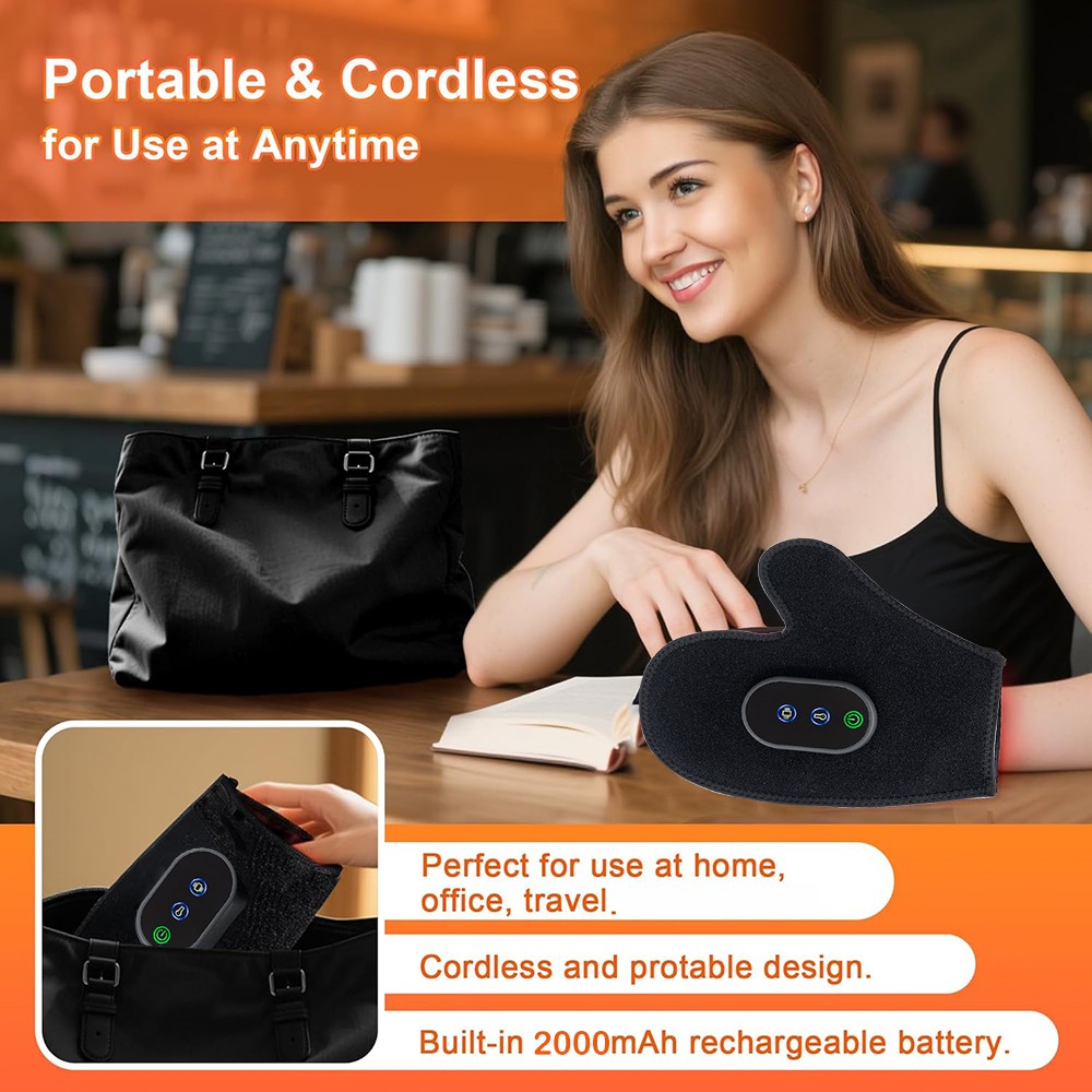 Cordless Hand Massager for Arthritis with Heat Compression Relief Therapy Glove