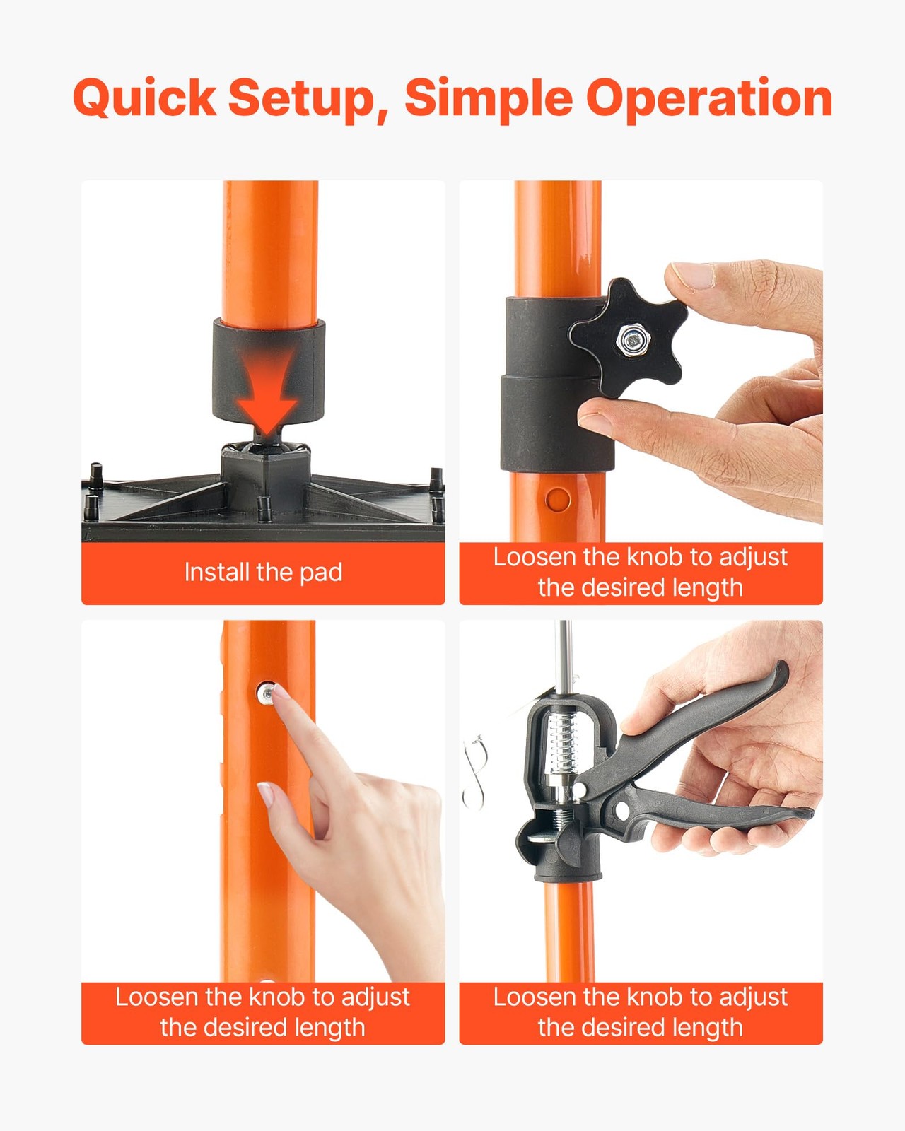Vevor Cabinet Jack Support Pole 2-Pack Telescopic Steel Support Rod Adjustable 2