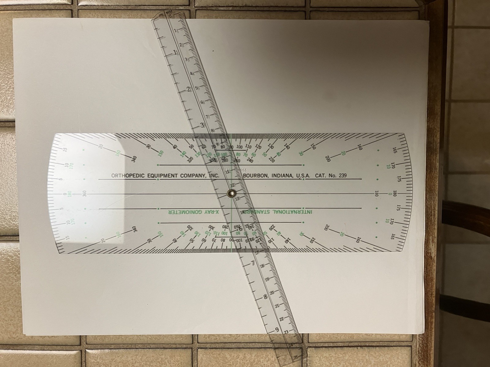 International Standard X-ray Goniometer, vintage 1960s with instruction poster