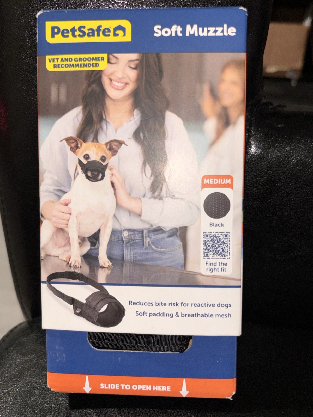 New PETSAFE Soft Muzzle for Medium Dogs Black Nylon Adjustable Padded