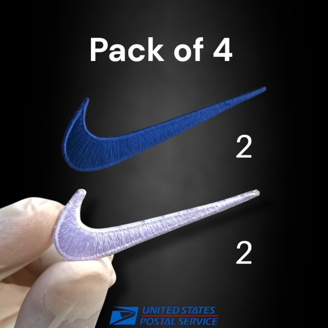 Embroidered Swoosh White&Blue Pack of 4 Iron on