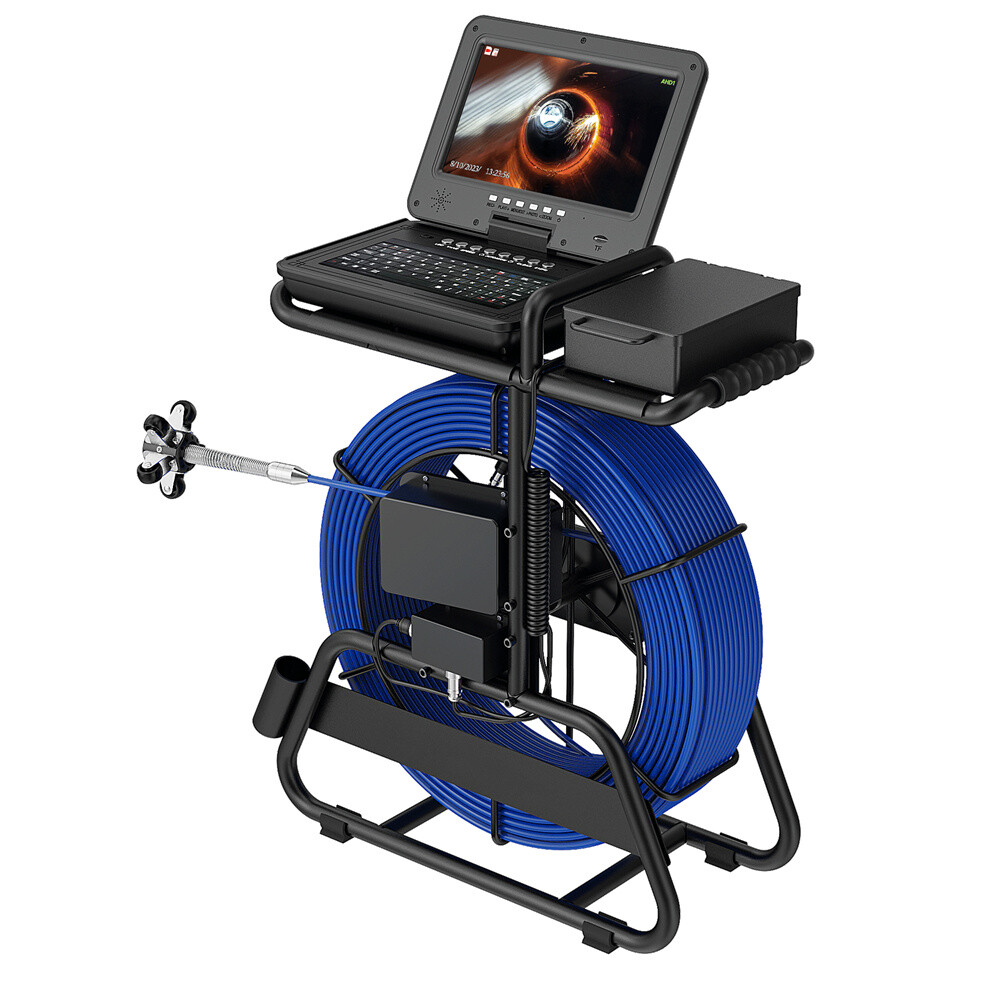 100m Sewer Pipe Inspection Camera 512hz Self-leveling Pipe Camera 10" Display