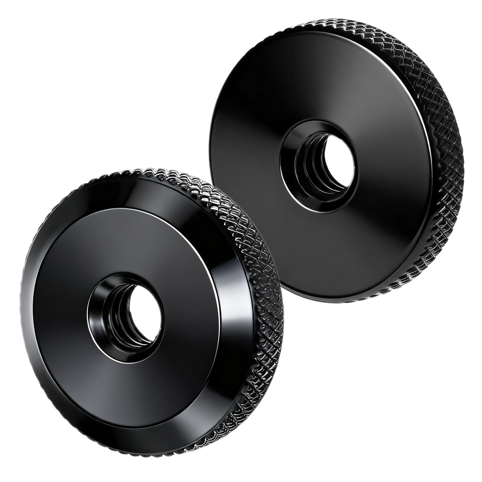 Xelsluthe 2 Pack Thumb Nuts, 1/4-20 Knob 25mm Female Wheel Lock Black