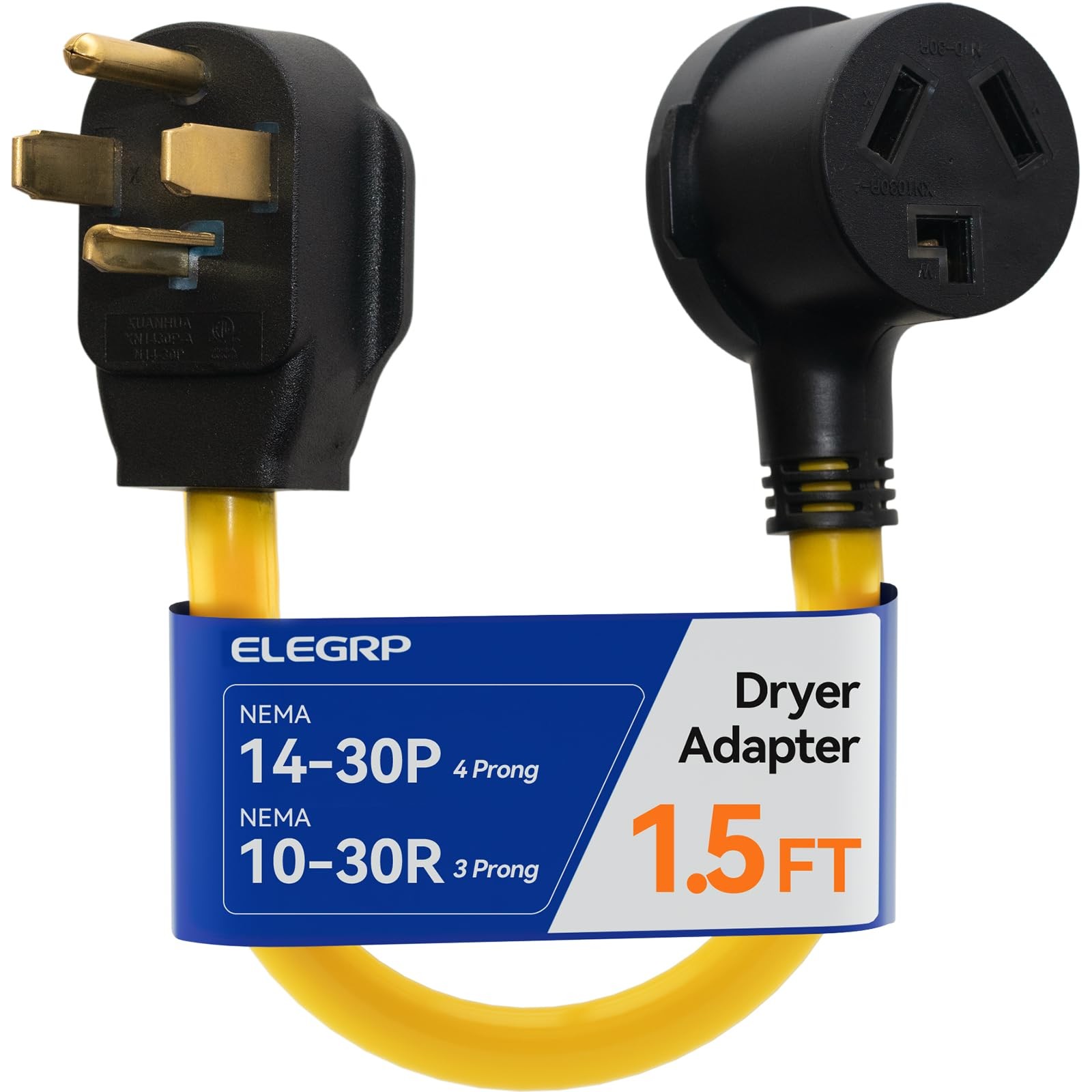 1.5 Ft Dryer Adapter Cord NEMA 1430P To 1030R 4 Prong To 3 30 Amp 250V