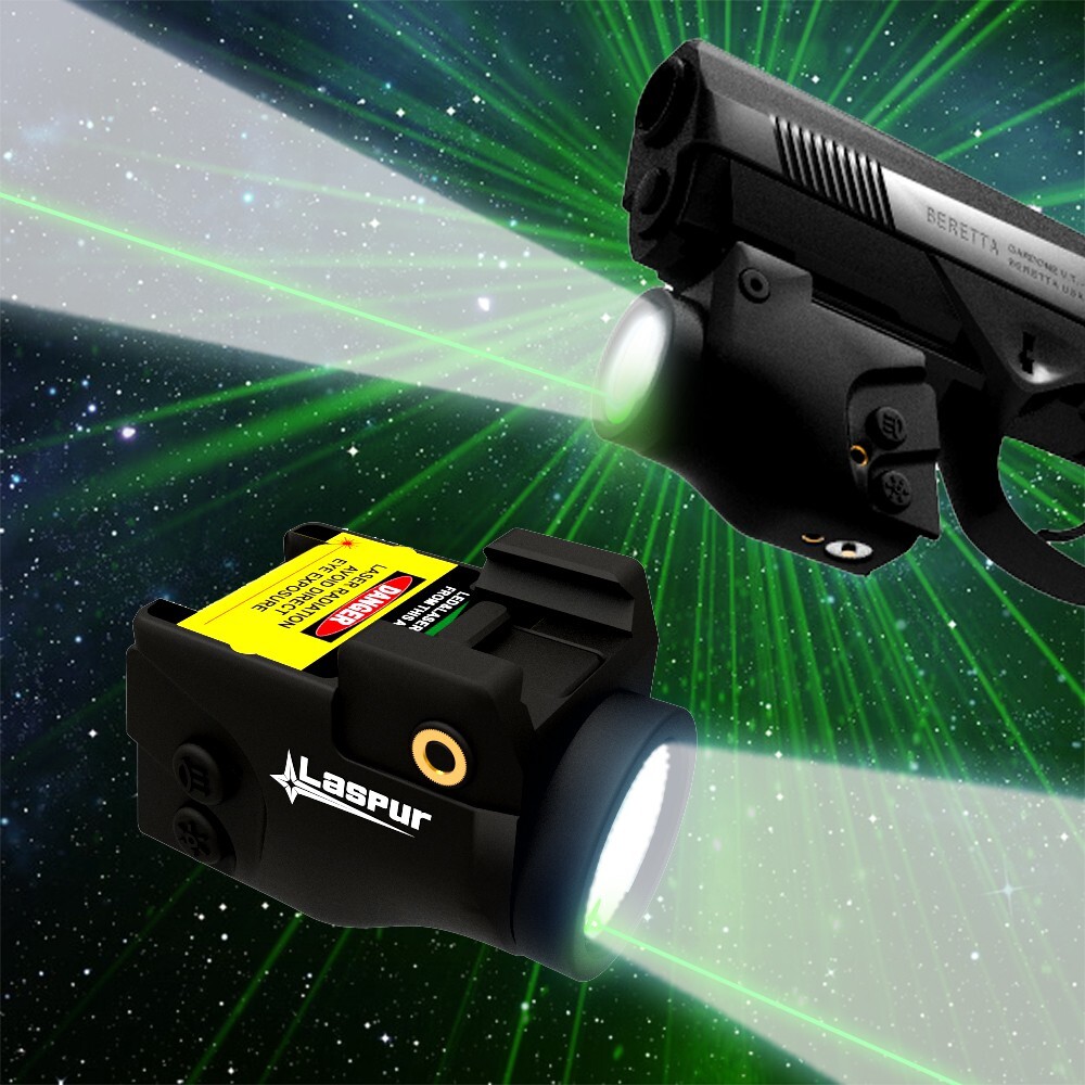 Laspur Sub Compact Green/Red Laser Sight & Flashlight Combo Rechargeable Battery