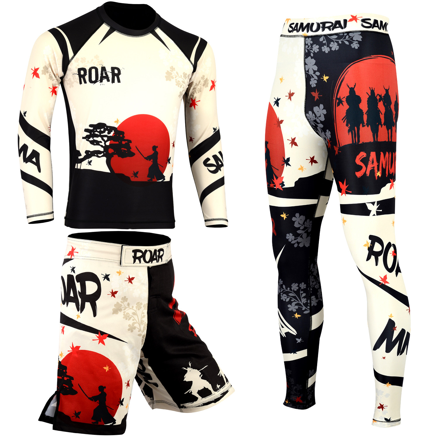ROAR BJJ Jiu Jitsu NOGI Fight Wear Set Leggings IBJJF MMA Shorts BJJ Rash Guards