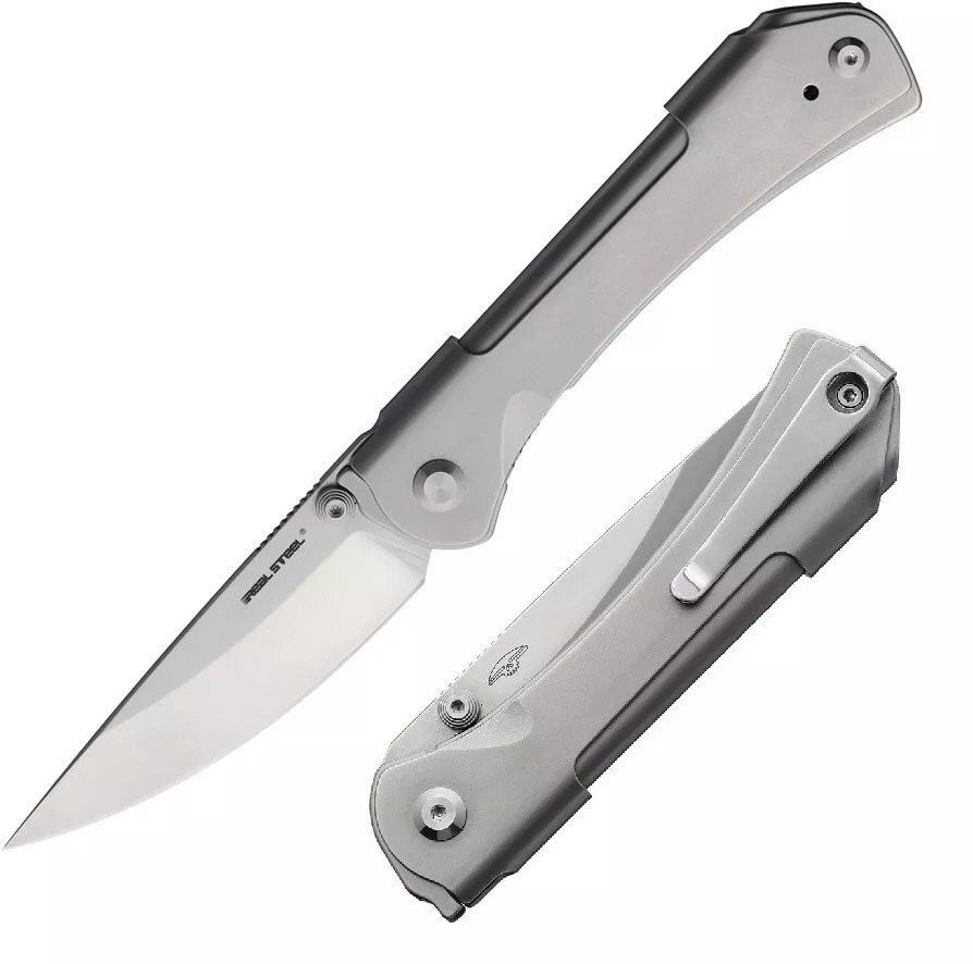 Real Steel Sylph Folding Knife Satin Nitro V Steel Blade Stainless Handle - 7141